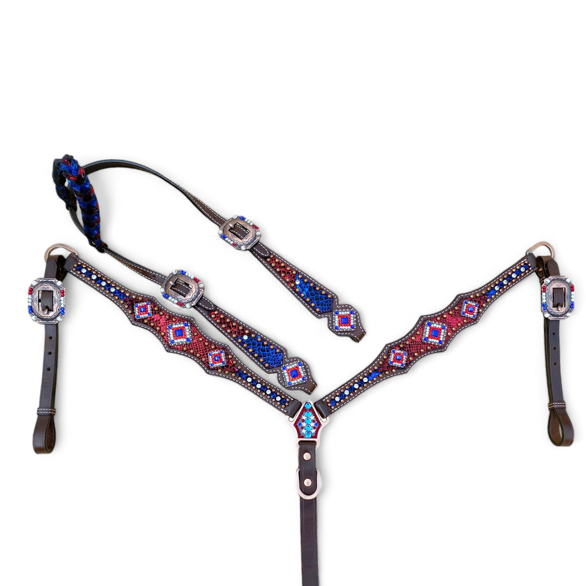American Flag Headstall Set for the horse (HSBM-114234)
