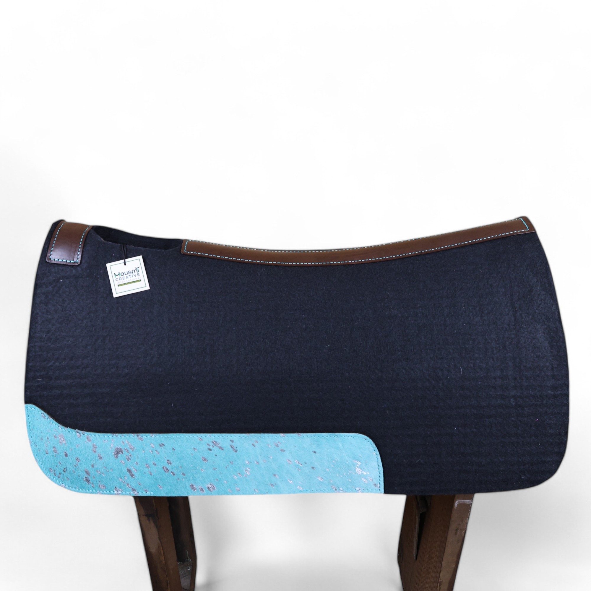 Acid Wash Leather Patch Felt Saddle Pad (SDM 114128) - Image 2