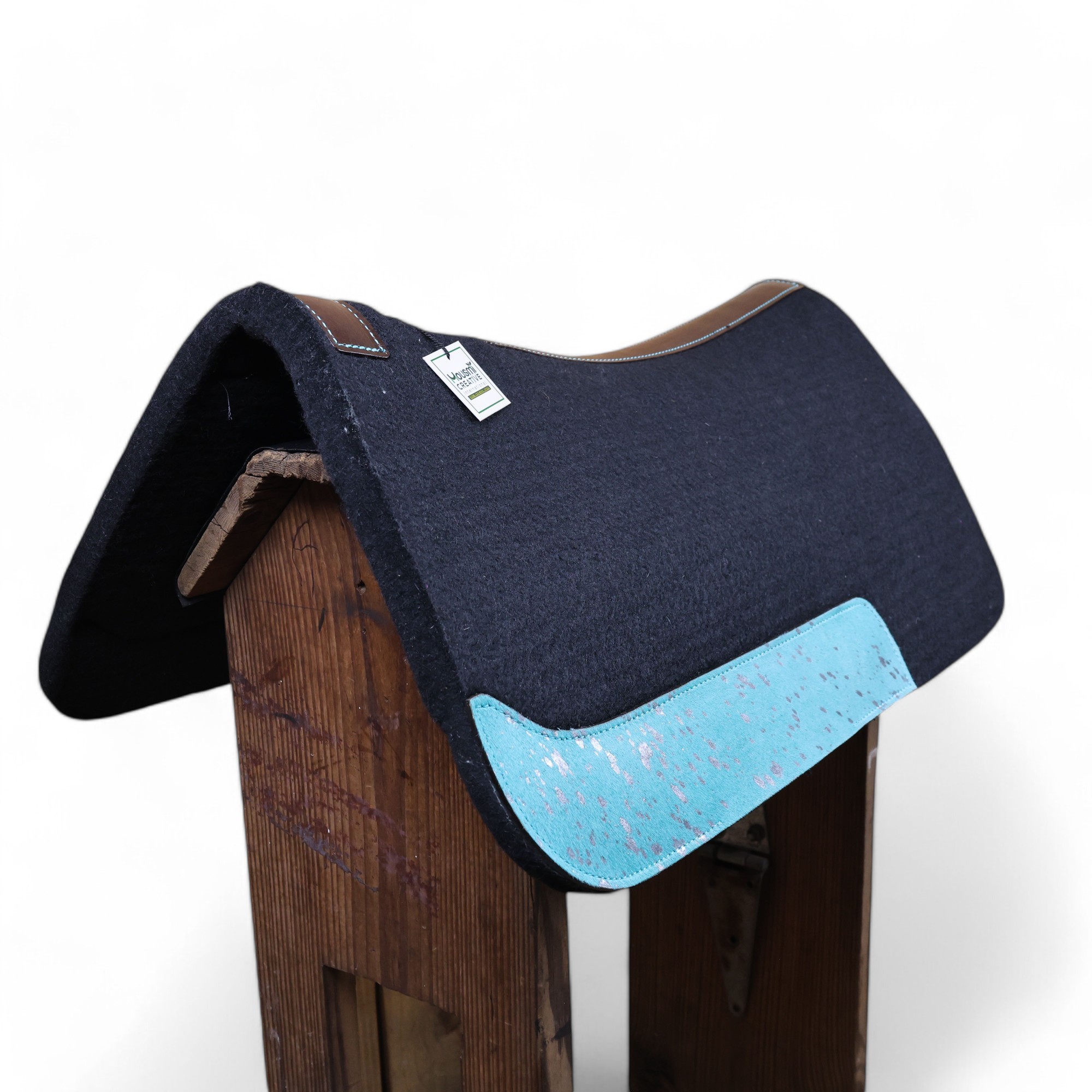 Acid Wash Leather Patch Felt Saddle Pad (SDM 114128) - Image 3