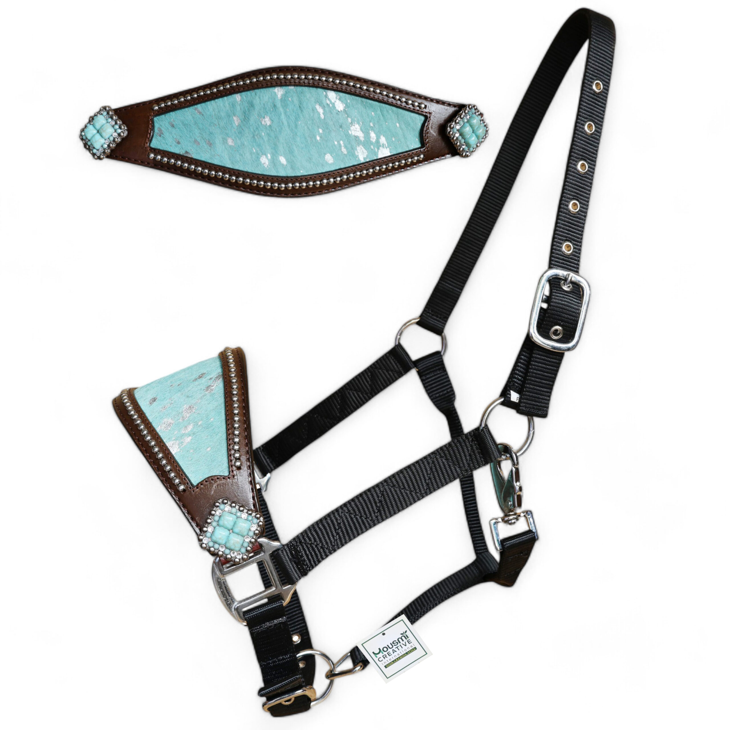 Acid Wash Hair on Leather Bronc Halter BHM 2713157