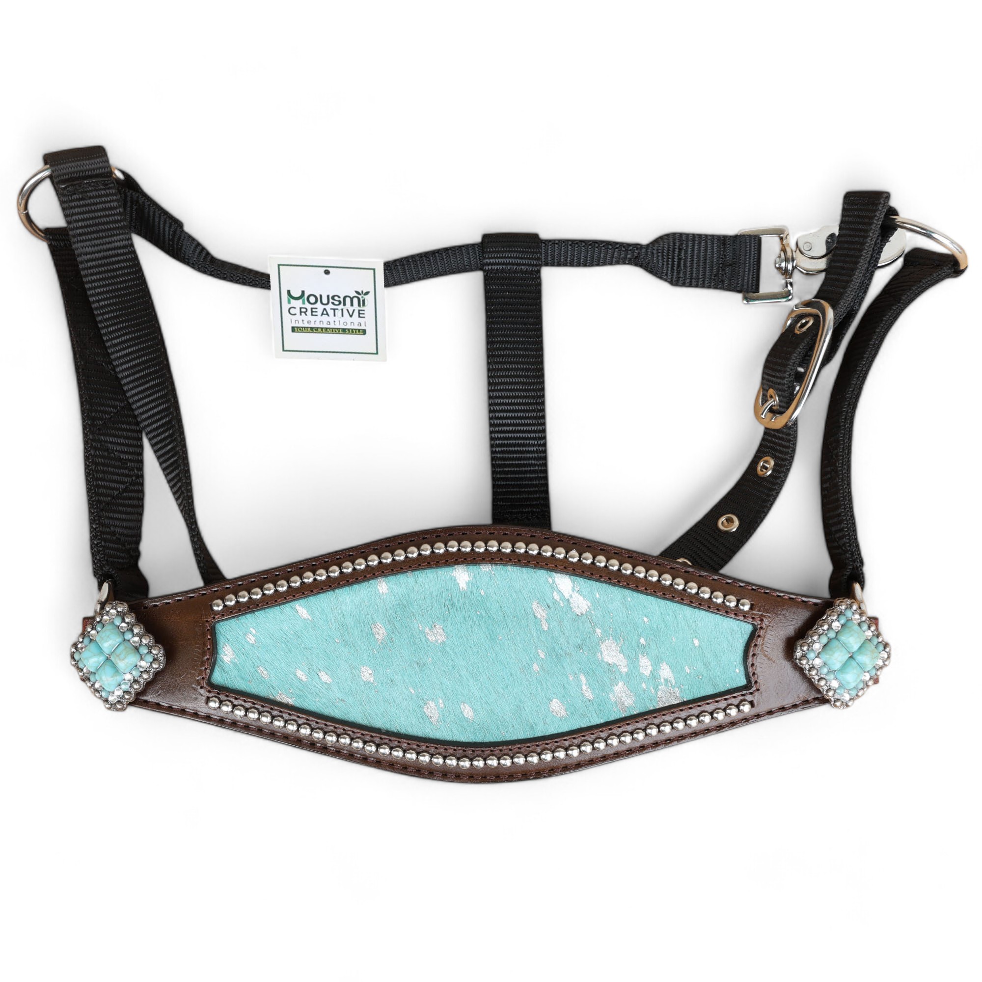 Acid Wash Hair on Leather Bronc Halter BHM 2713157 - Image 6