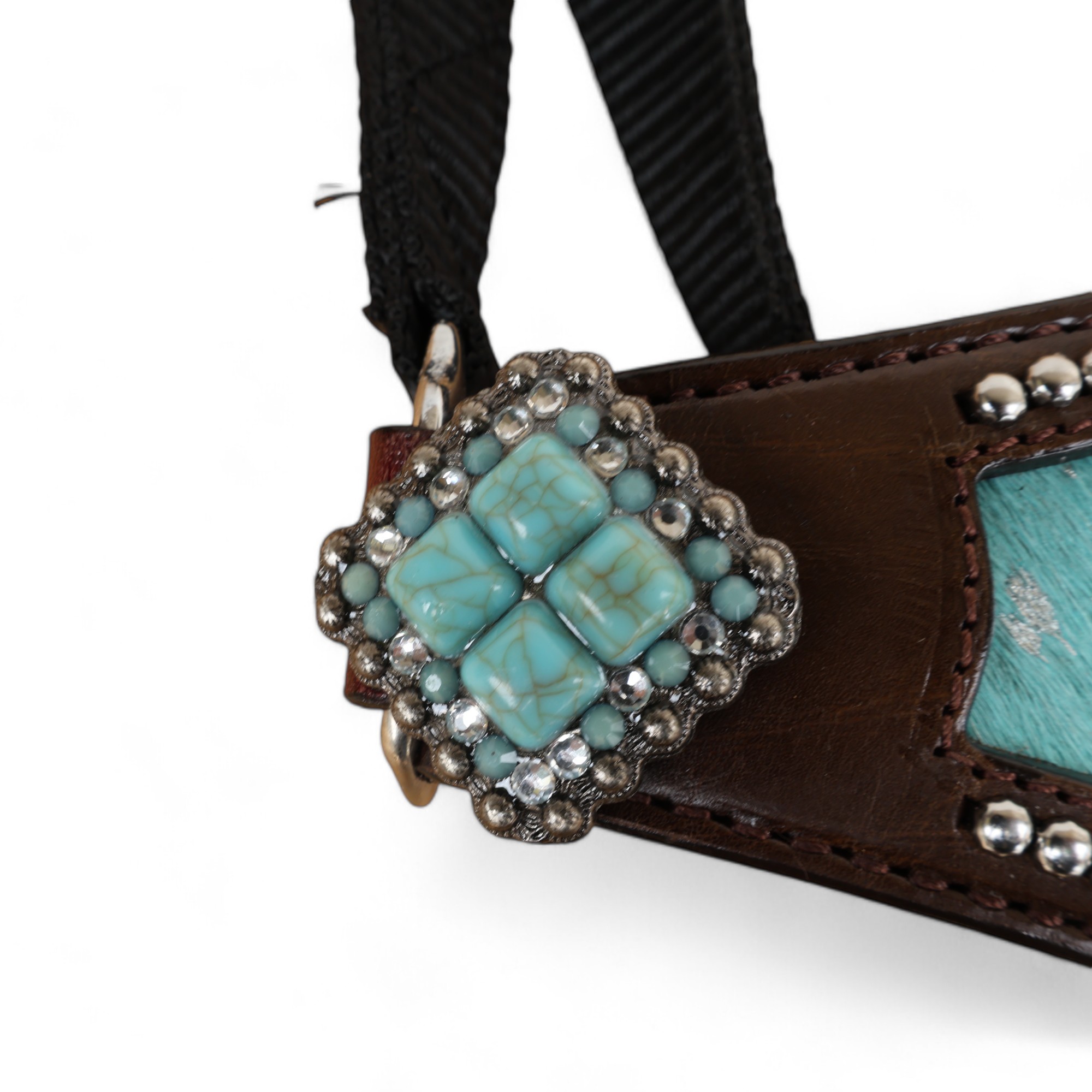 Acid Wash Hair on Leather Bronc Halter BHM 2713157 - Image 3