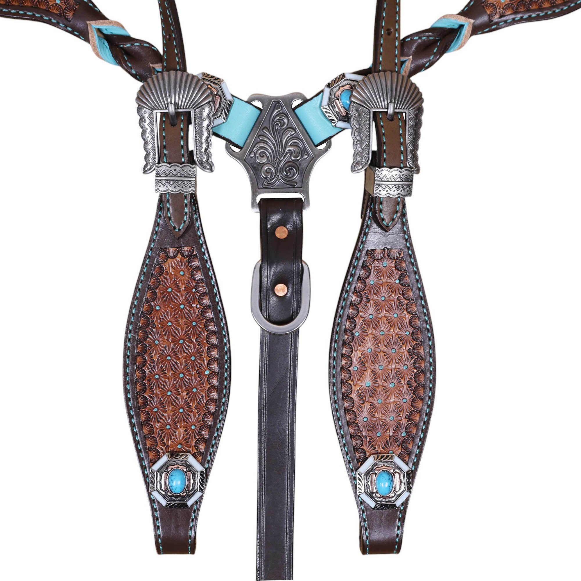 Western Leather Headstall Tack Set (HSBM 114396) - Image 2