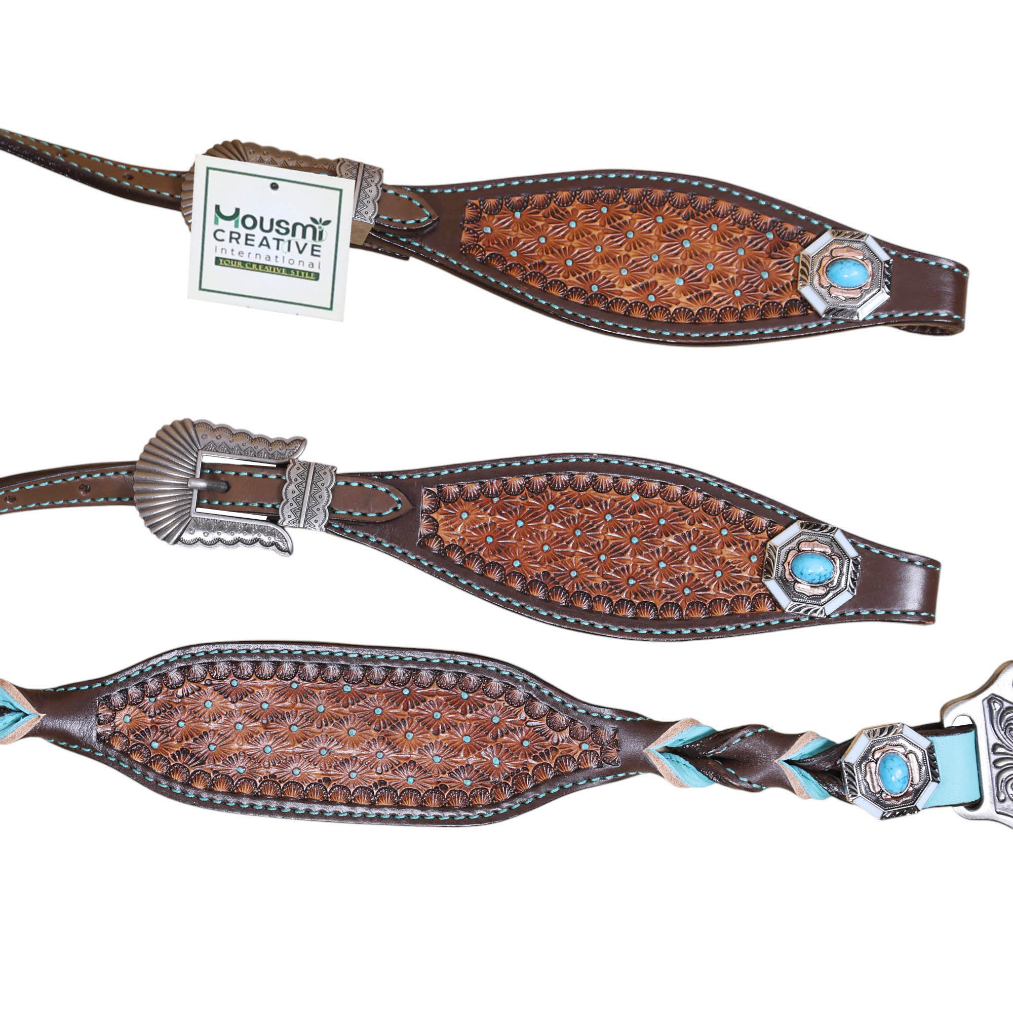 Western Leather Headstall Tack Set (HSBM 114396) - Image 3
