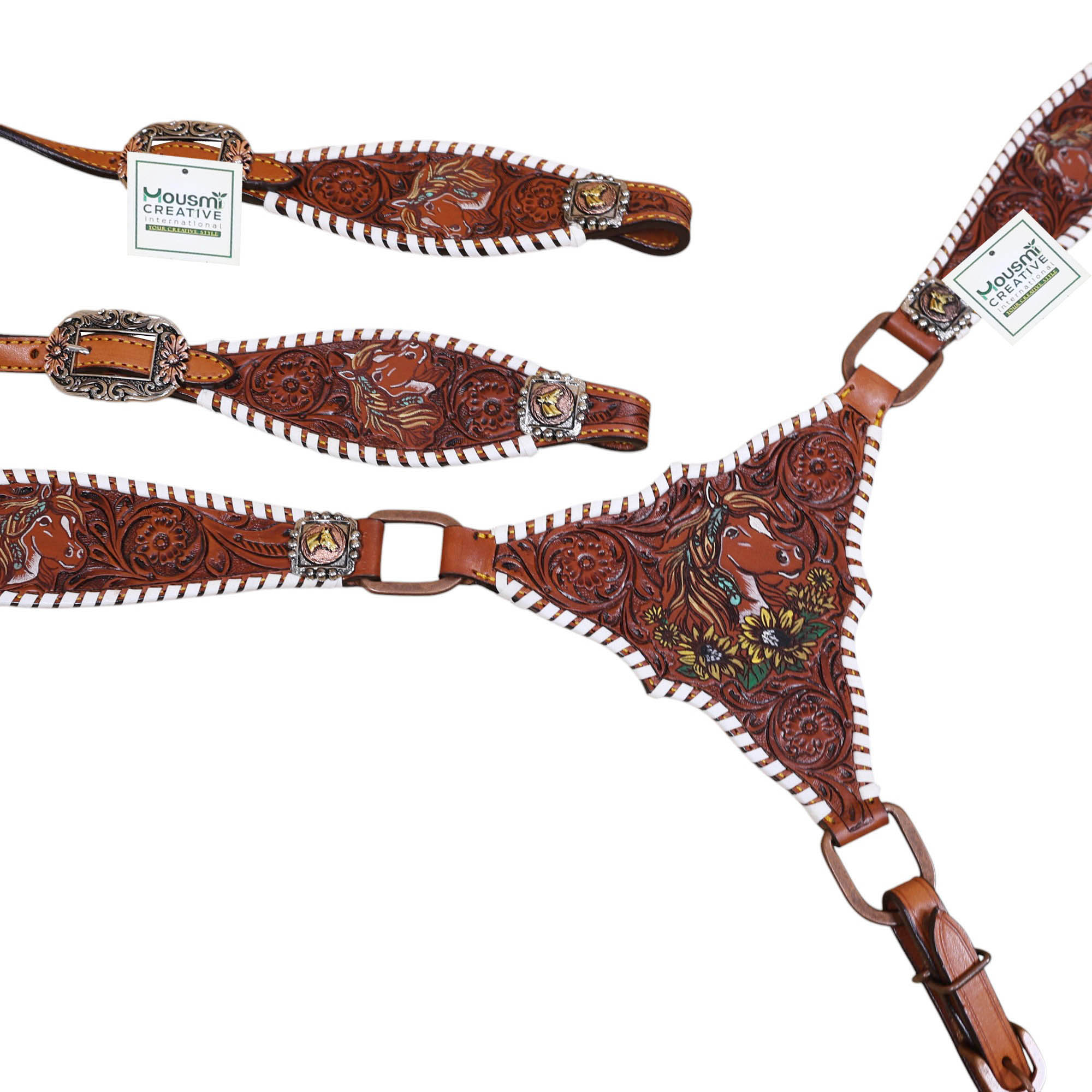Western Leather Headstall Tack Set (HSBM 114400) - Image 4
