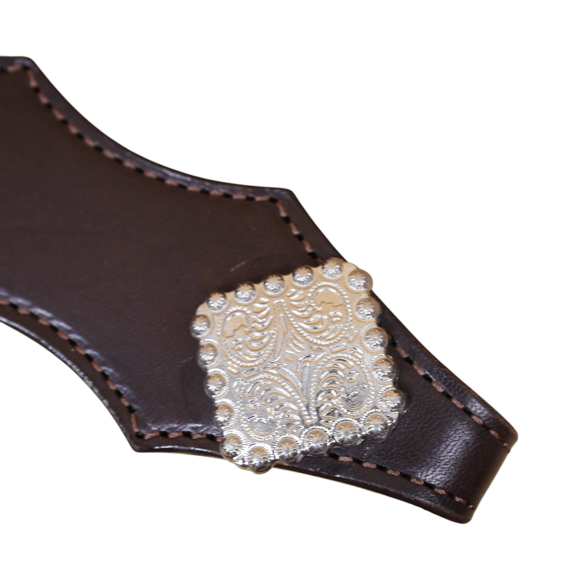 Plain Western Leather Headstall and Breast Collar tack Set with smooth brown finish leather and strings (HSBM 114407) - Image 3