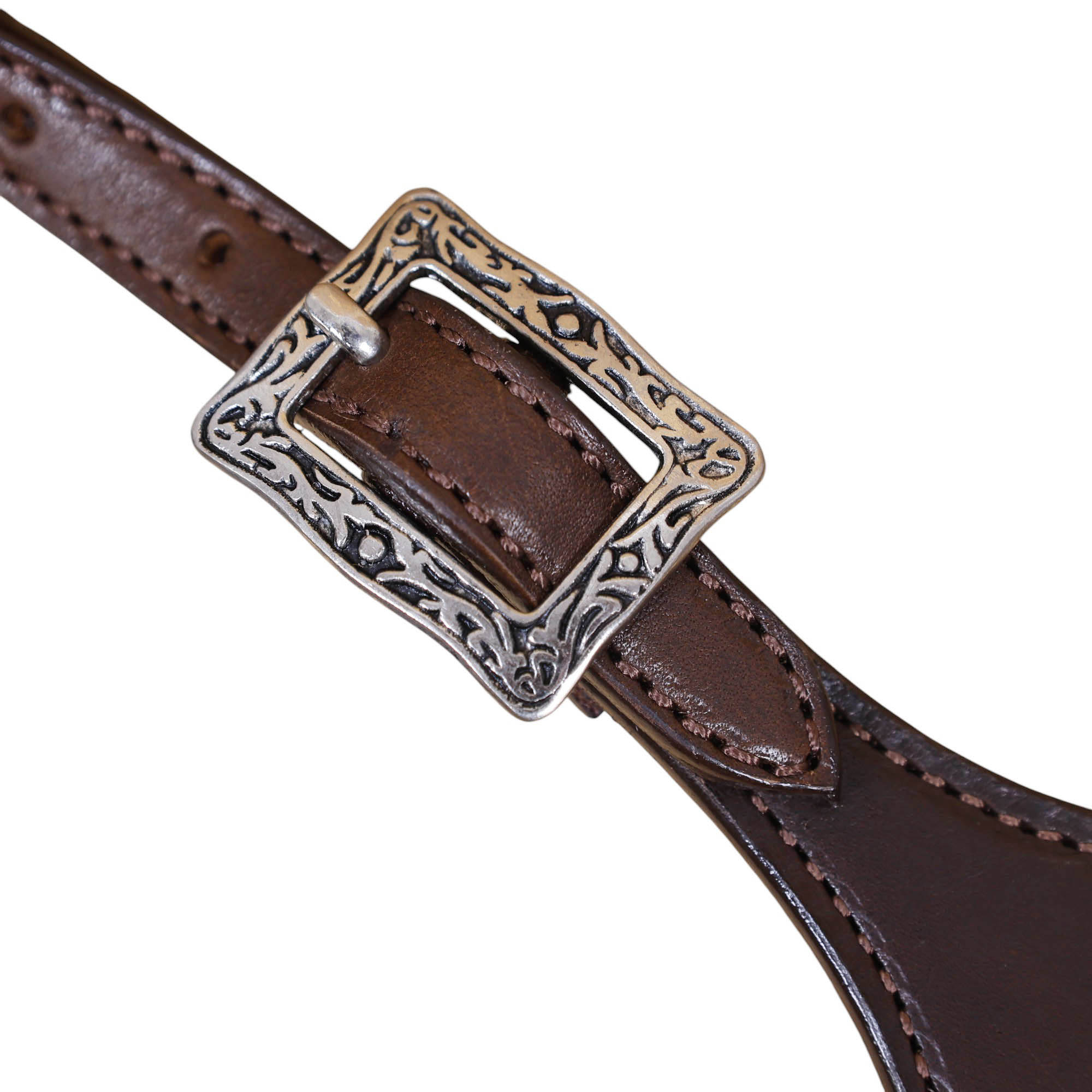 Plain Western Leather Headstall and Breast Collar tack Set with smooth brown finish leather and strings (HSBM 114407) - Image 4