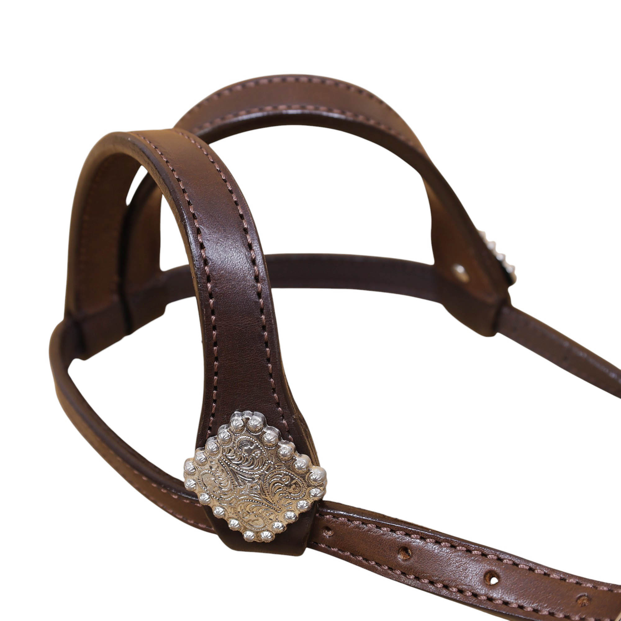Plain Western Leather Headstall and Breast Collar tack Set with smooth brown finish leather and strings (HSBM 114407) - Image 5