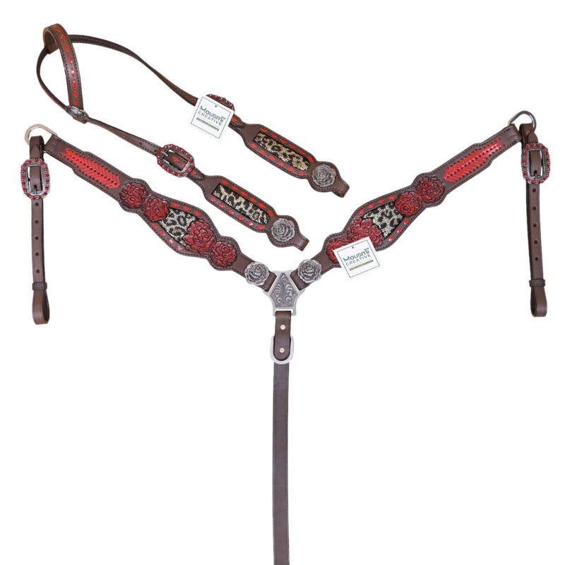 Red Headstall Breast Collar Set - Full Horse Size (HSBM 114450)