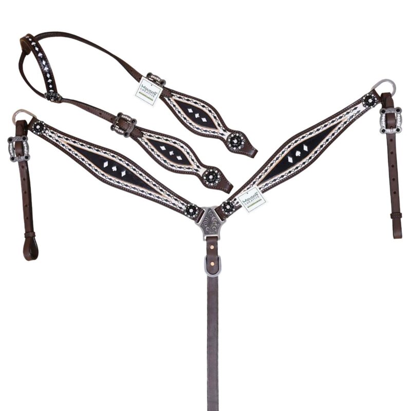 Painted Headstall Breast Collar Set - Full Horse Size (HSBM 114453)