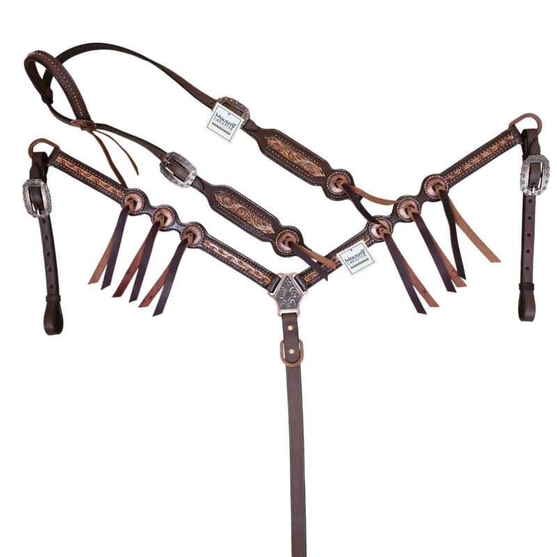 Tooled Headstall Breast Collar Set - Full Horse Size (HSBM 114455)
