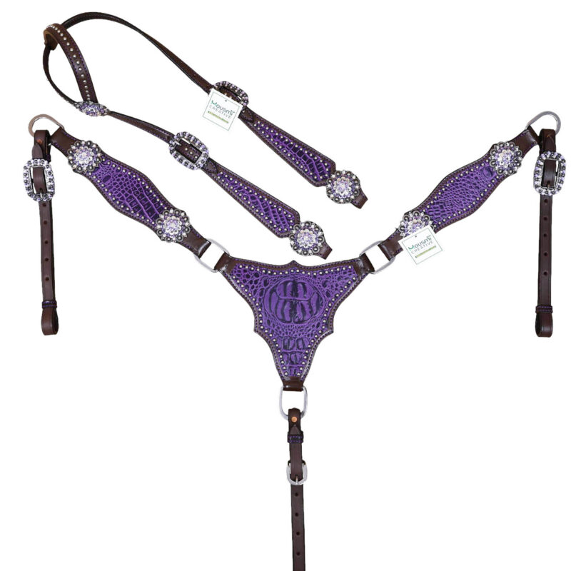 Purple Headstall Breast Collar Set - Full Horse Size (HSBM 114464)