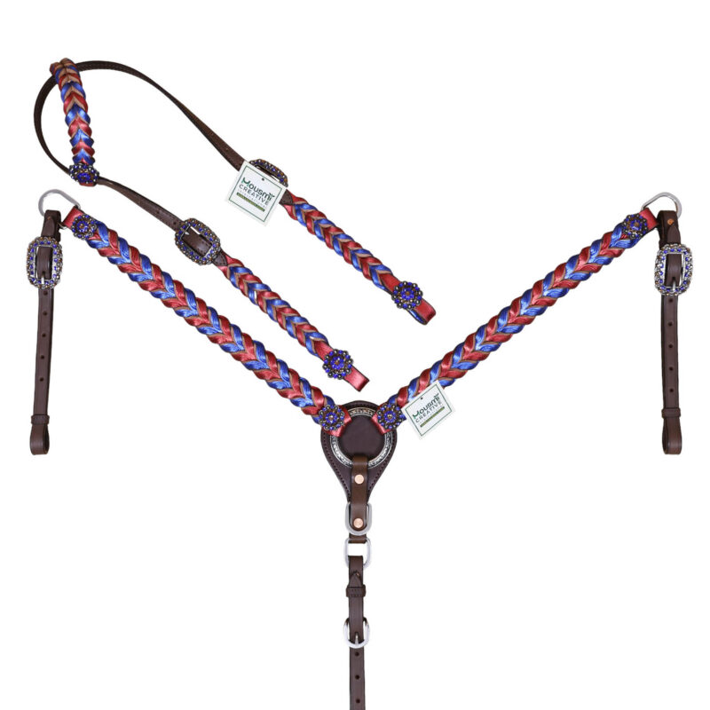 Braided Headstall Breast Collar Set - Full Horse Size (HSBM 114466)
