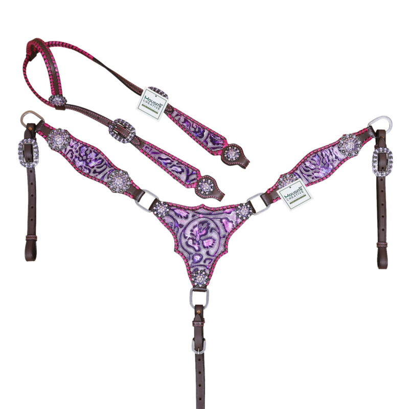 Purple Headstall Breast Collar Set - Full Horse Size (HSBM 114470)