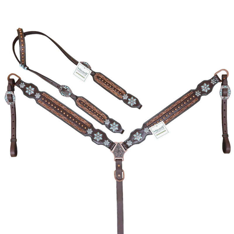 Flower Headstall Breast Collar Set - Full Horse Size (HSBM 114452)