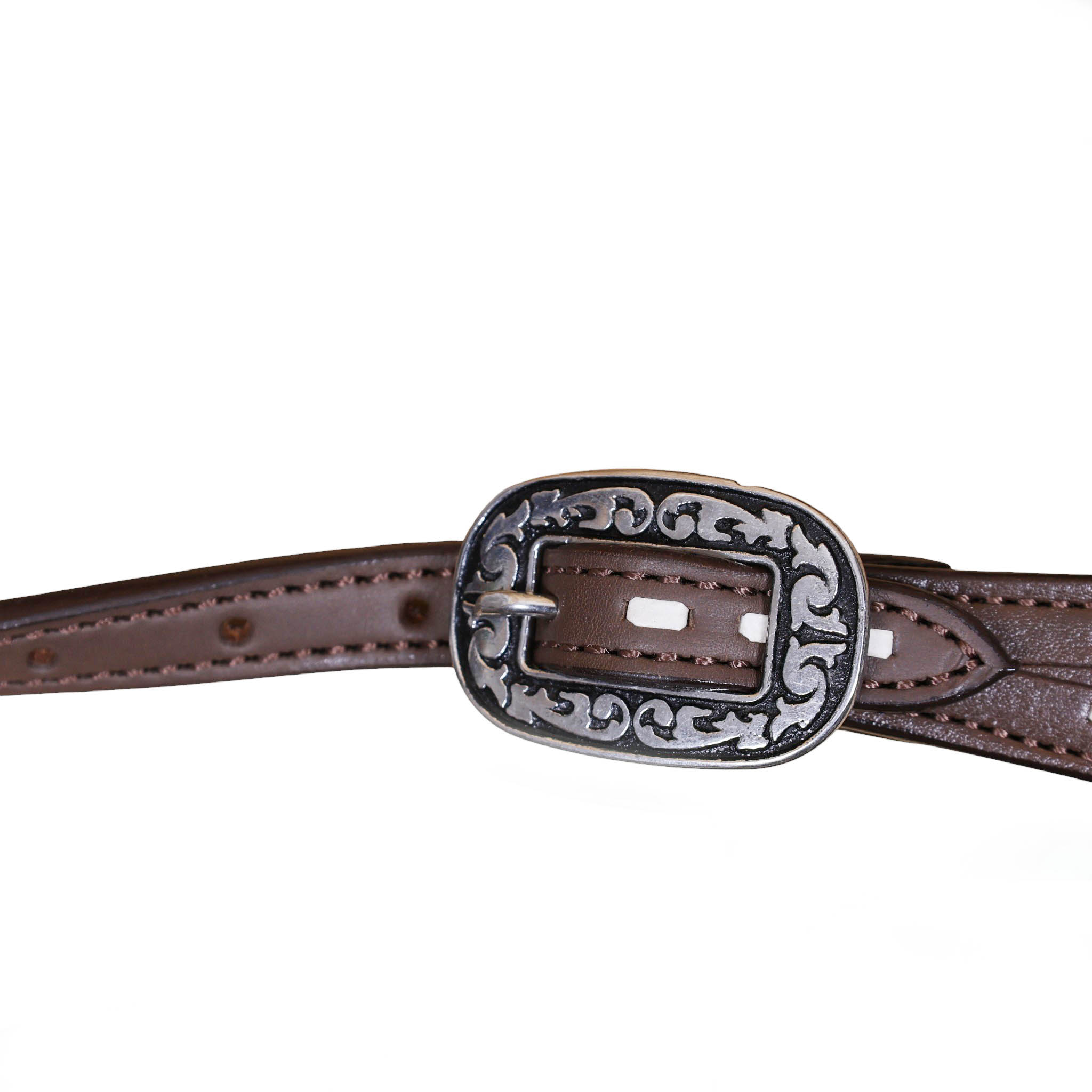 white and Teal stone Decorated Leather headstall set on Argentina soft leather (HSBM 114505) - Image 3