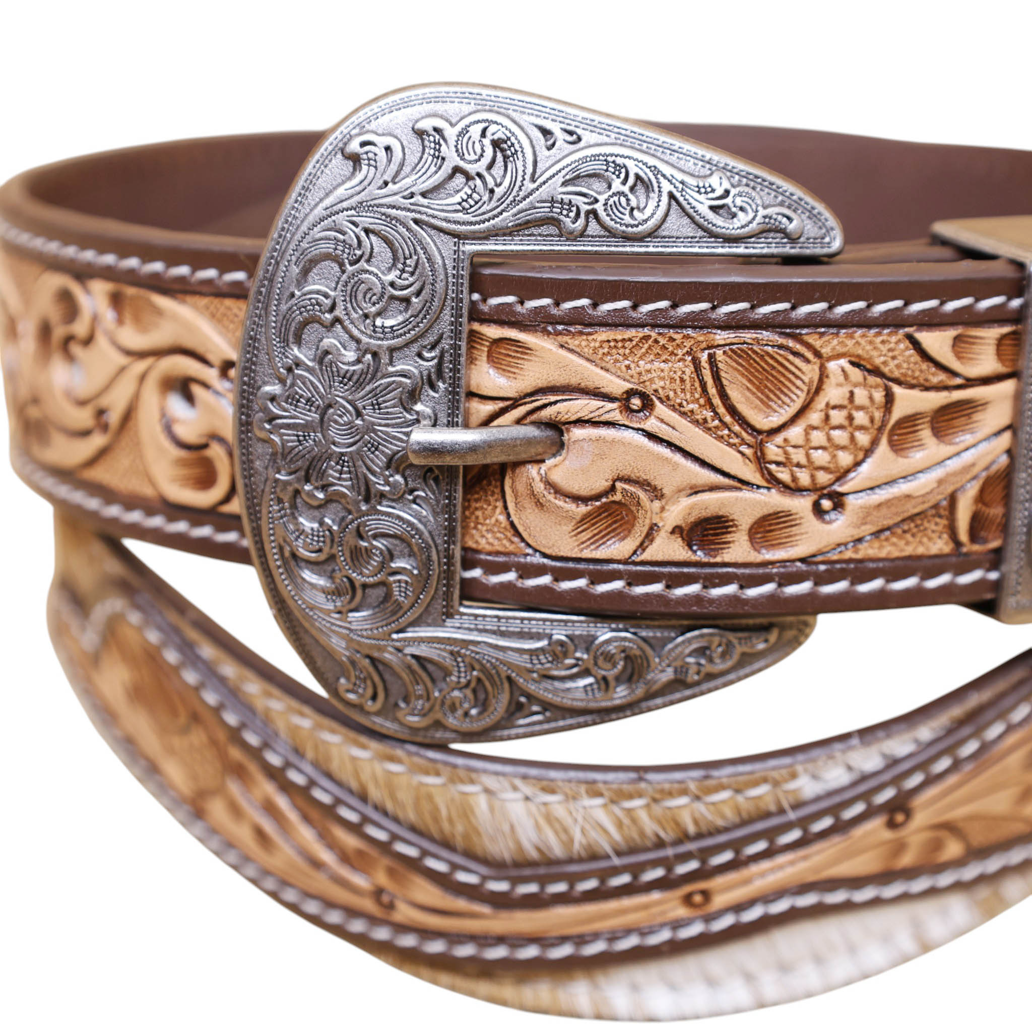 Hand Carved Western Leather Belt (BL 0135) - Image 3