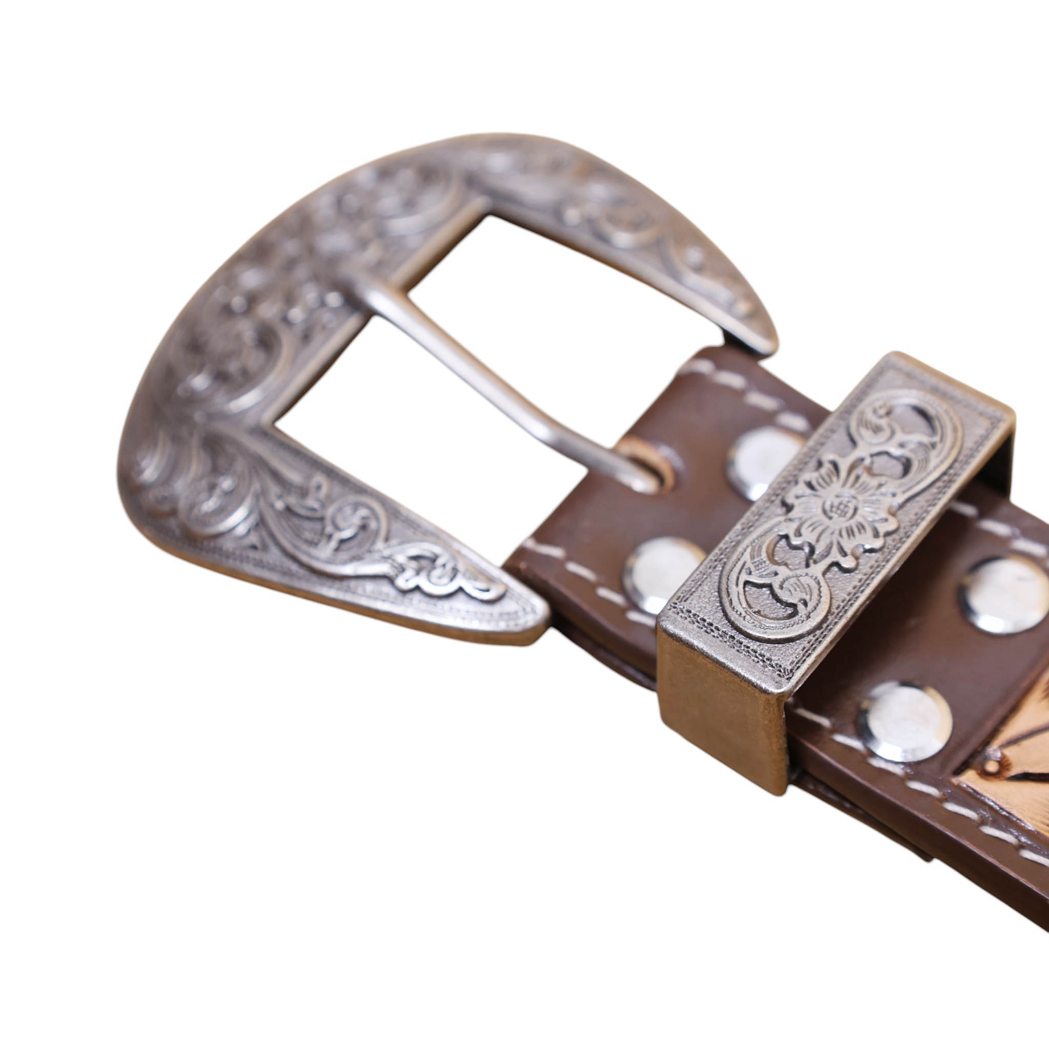Hand Carved Western Leather Belt (BL 0135) - Image 7