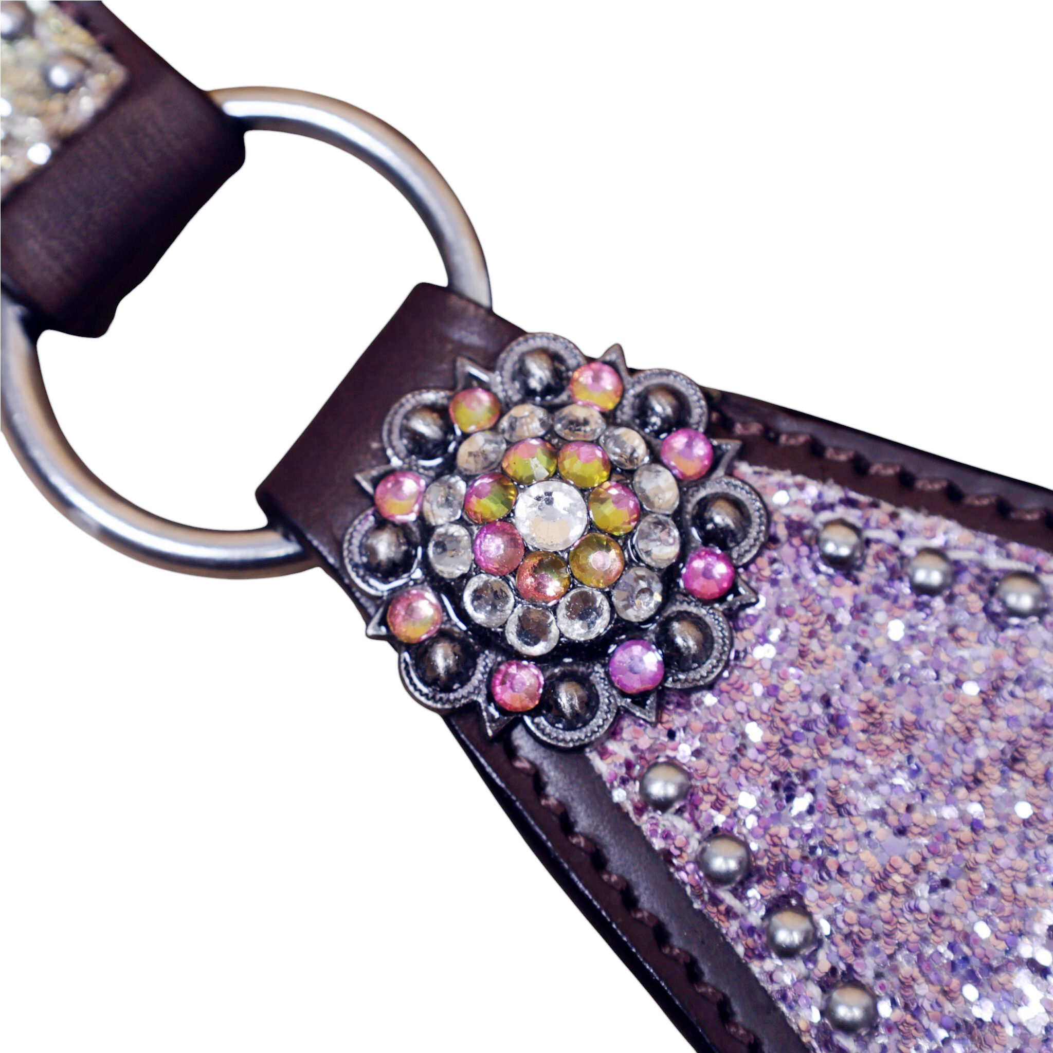 Western Headstall Tack Set with Rainbow Glitter Big Chunk Sparkles and Bling Rhinestone Conchos (HSBM 114531) - Image 6