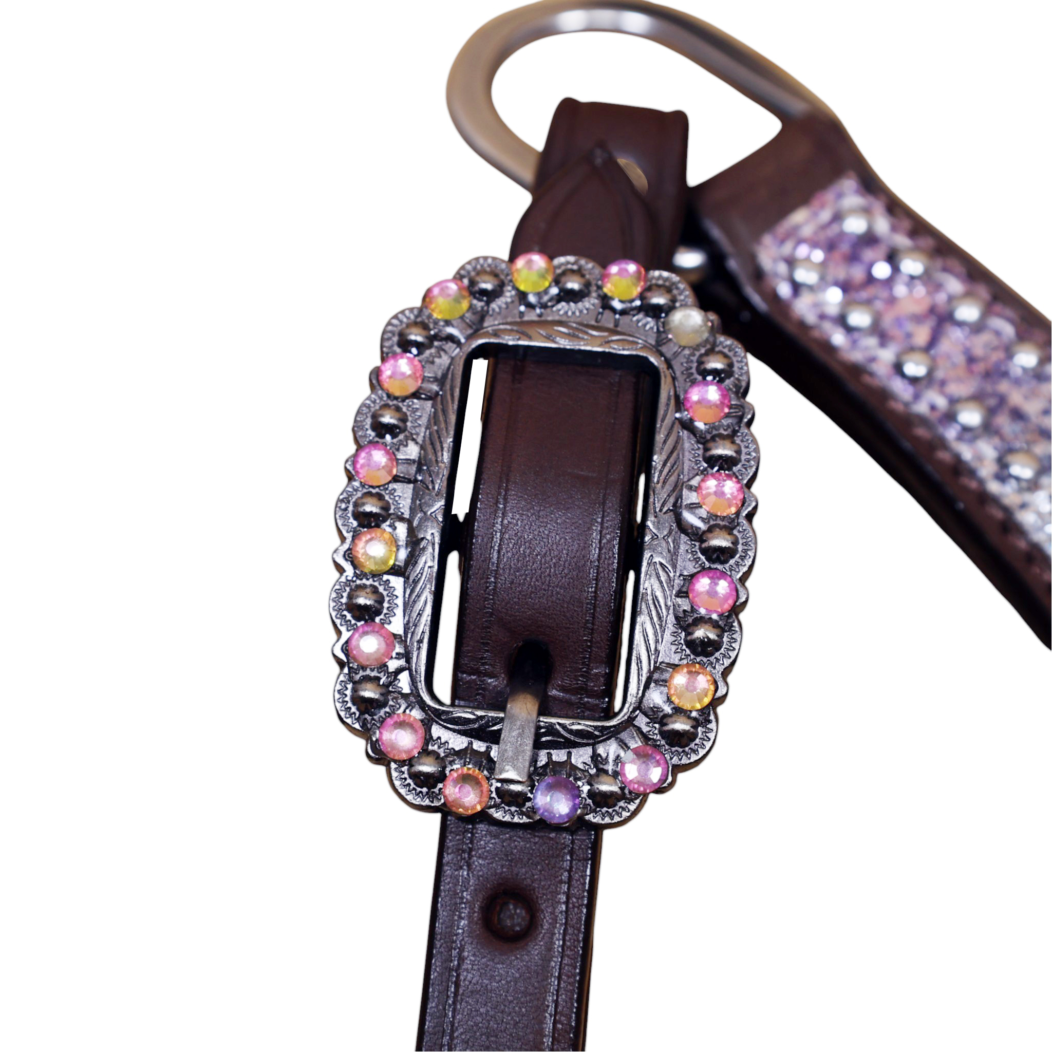 Western Headstall Tack Set with Rainbow Glitter Big Chunk Sparkles and Bling Rhinestone Conchos (HSBM 114531) - Image 7