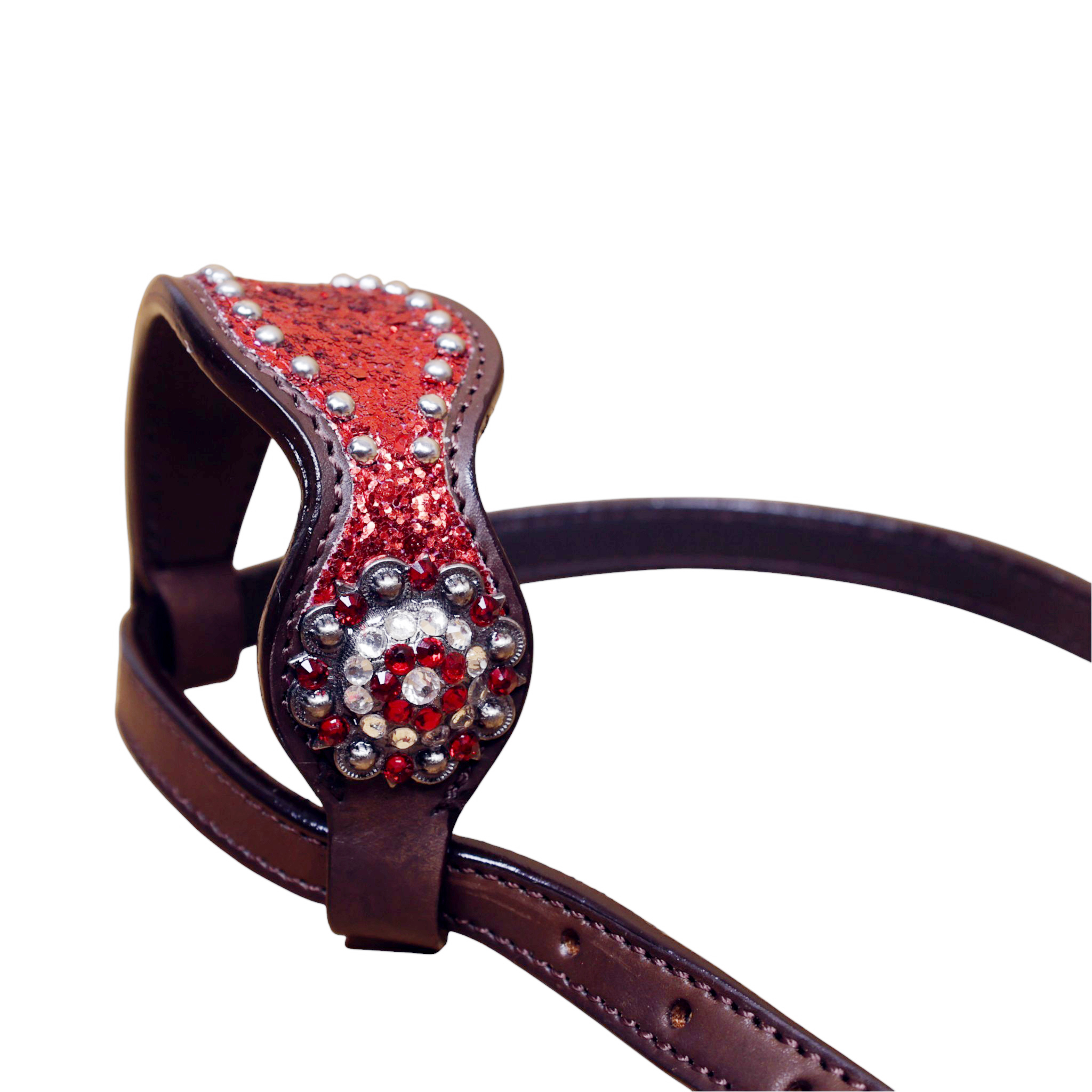 Western Breast collar Tack set with Red Glitter Big Chunk Sparkles and Bling Rhinestone Conchos (HSBM 114532) - Image 9
