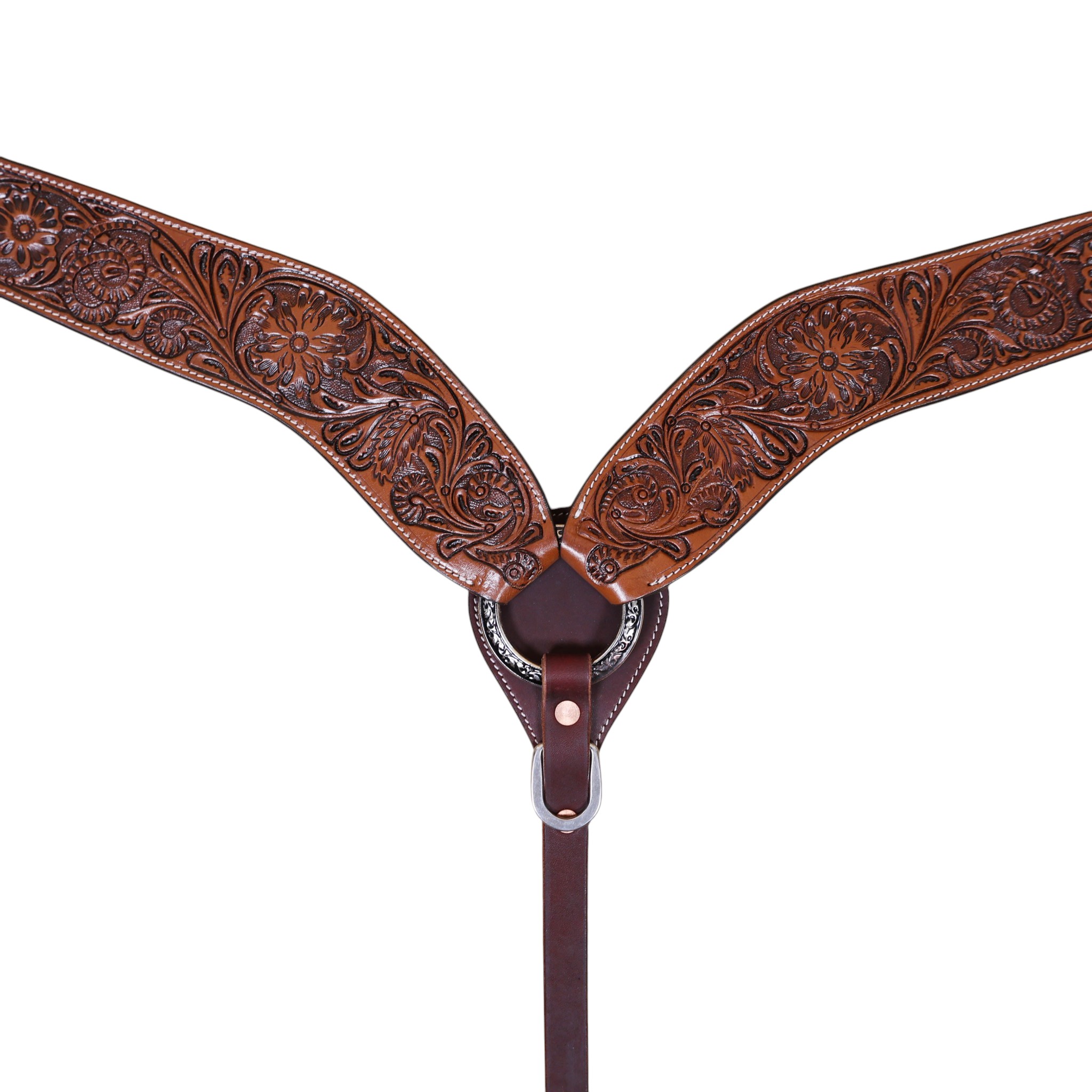 Hand Tooled Leather Breast Collar With Floral Tooling (HSBMBC 313713) - Image 3