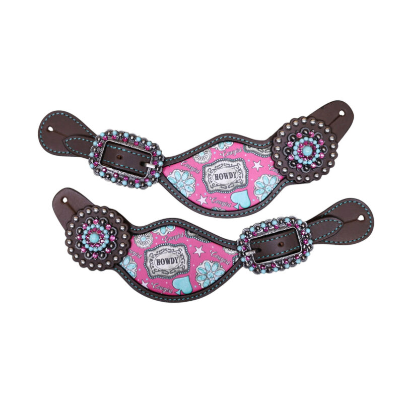 Western Leather Howdy Print Spur Straps (MCSS 191929)