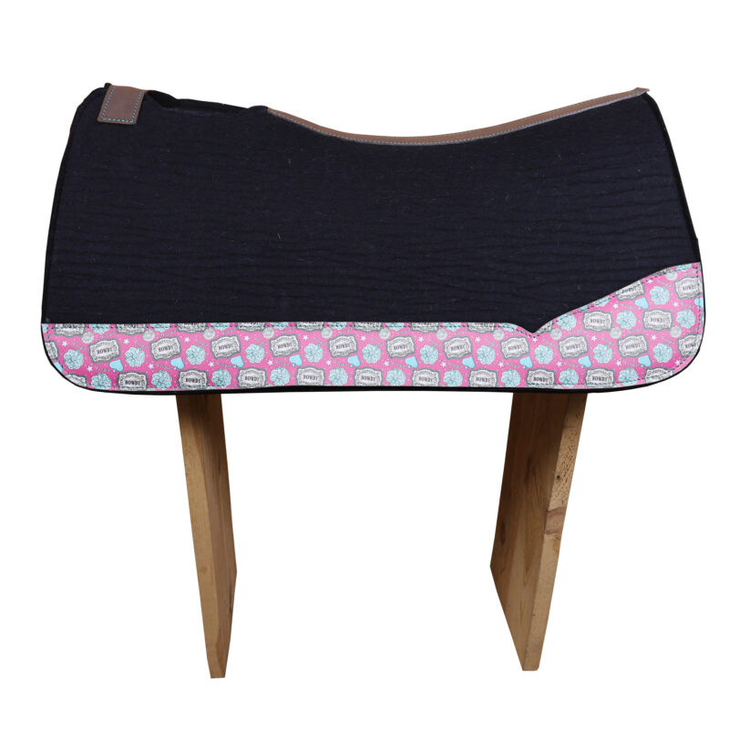 Western Black Felt Saddle Pad with Howdy Print (SDM 114140)