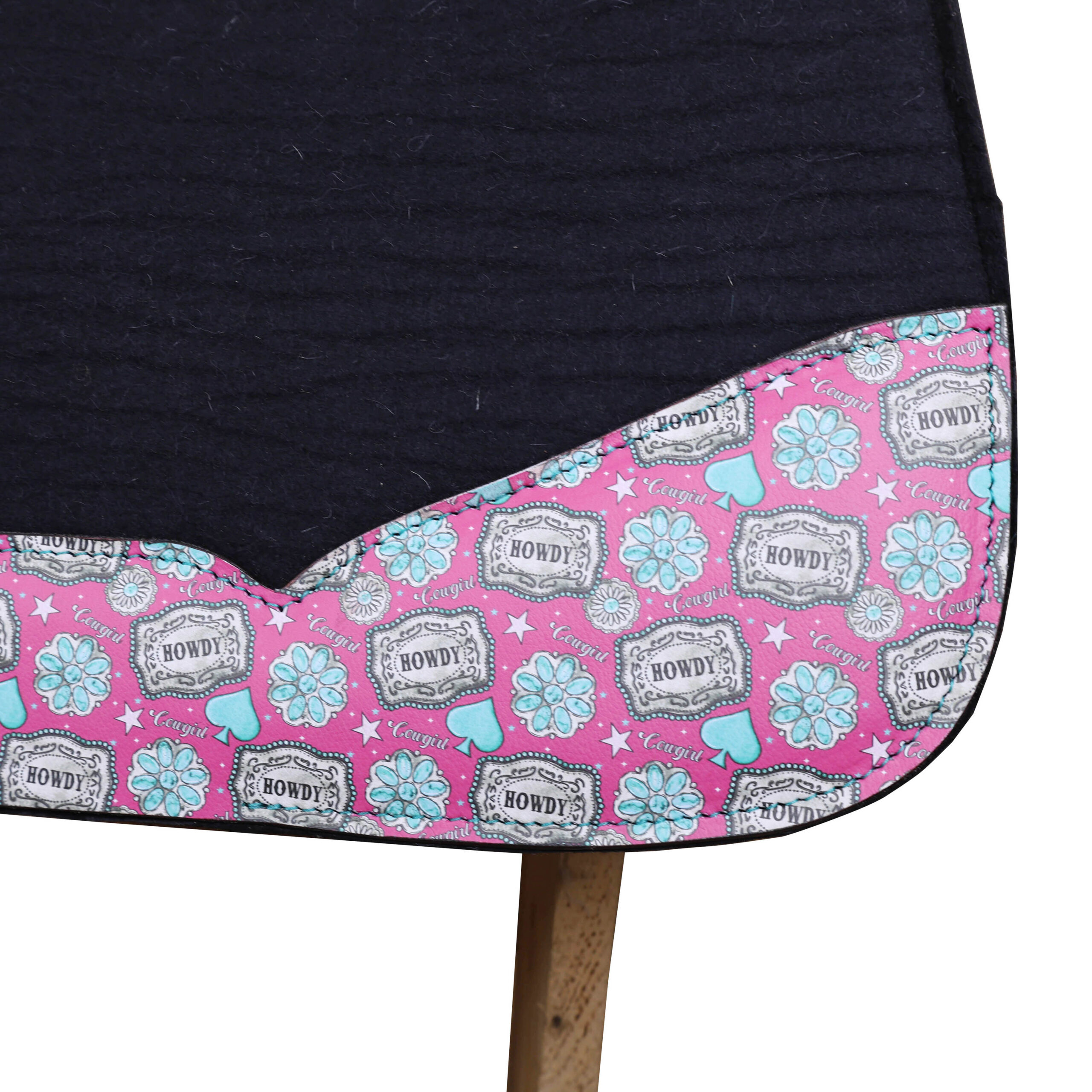 Western Black Felt Saddle Pad with Howdy Print (SDM 114140) - Image 2