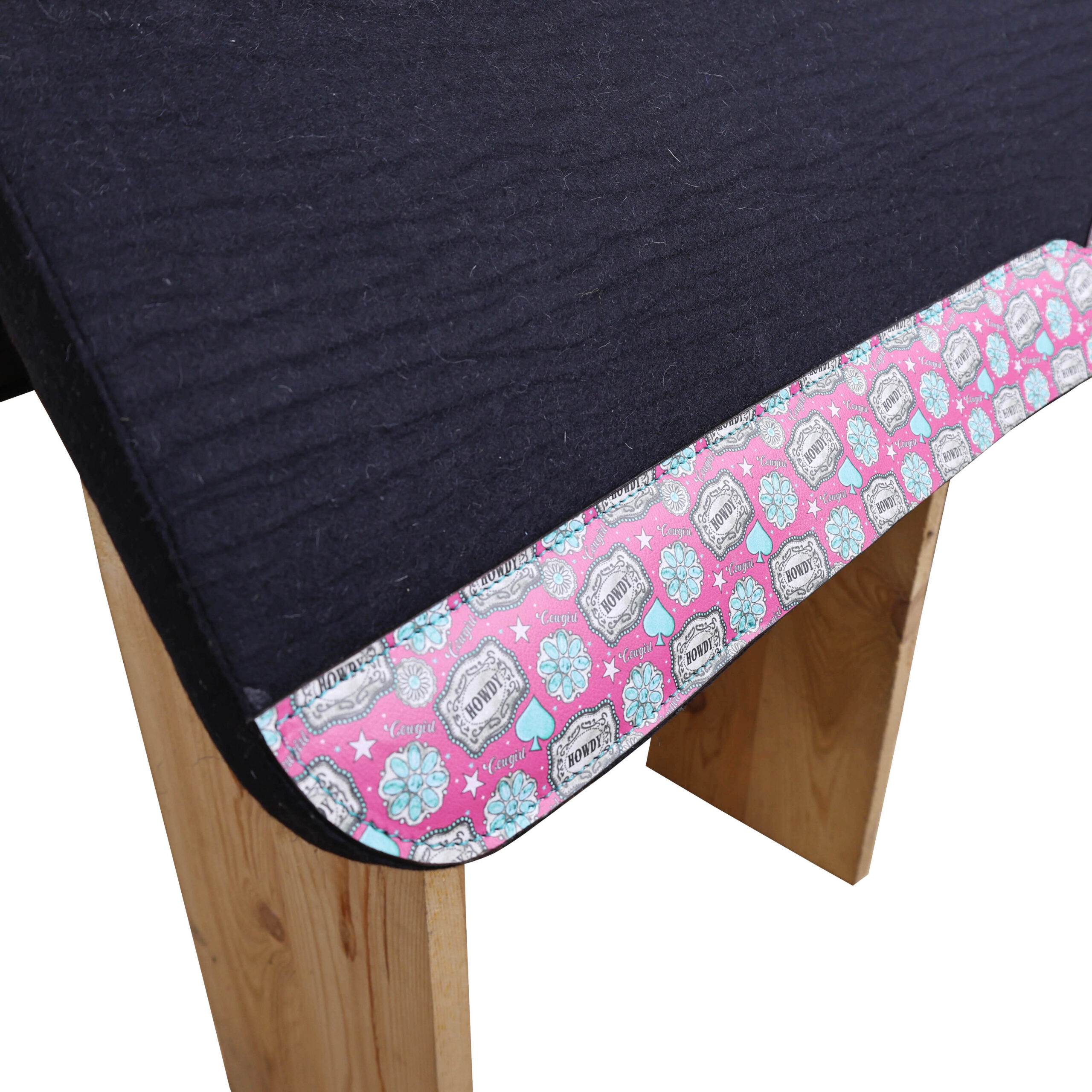Western Black Felt Saddle Pad with Howdy Print (SDM 114140) - Image 5