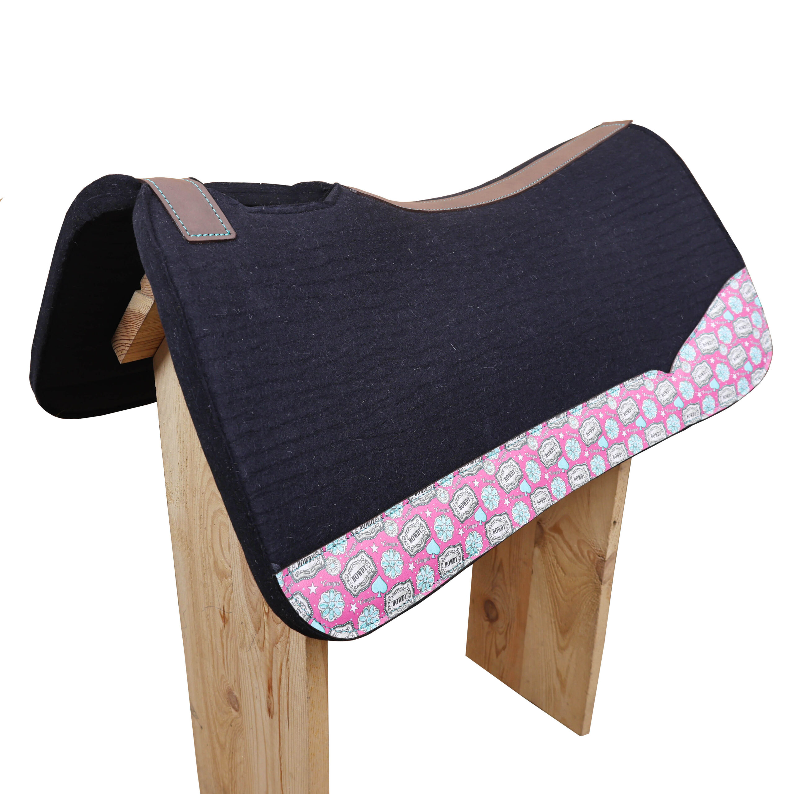 Western Black Felt Saddle Pad with Howdy Print (SDM 114140) - Image 6