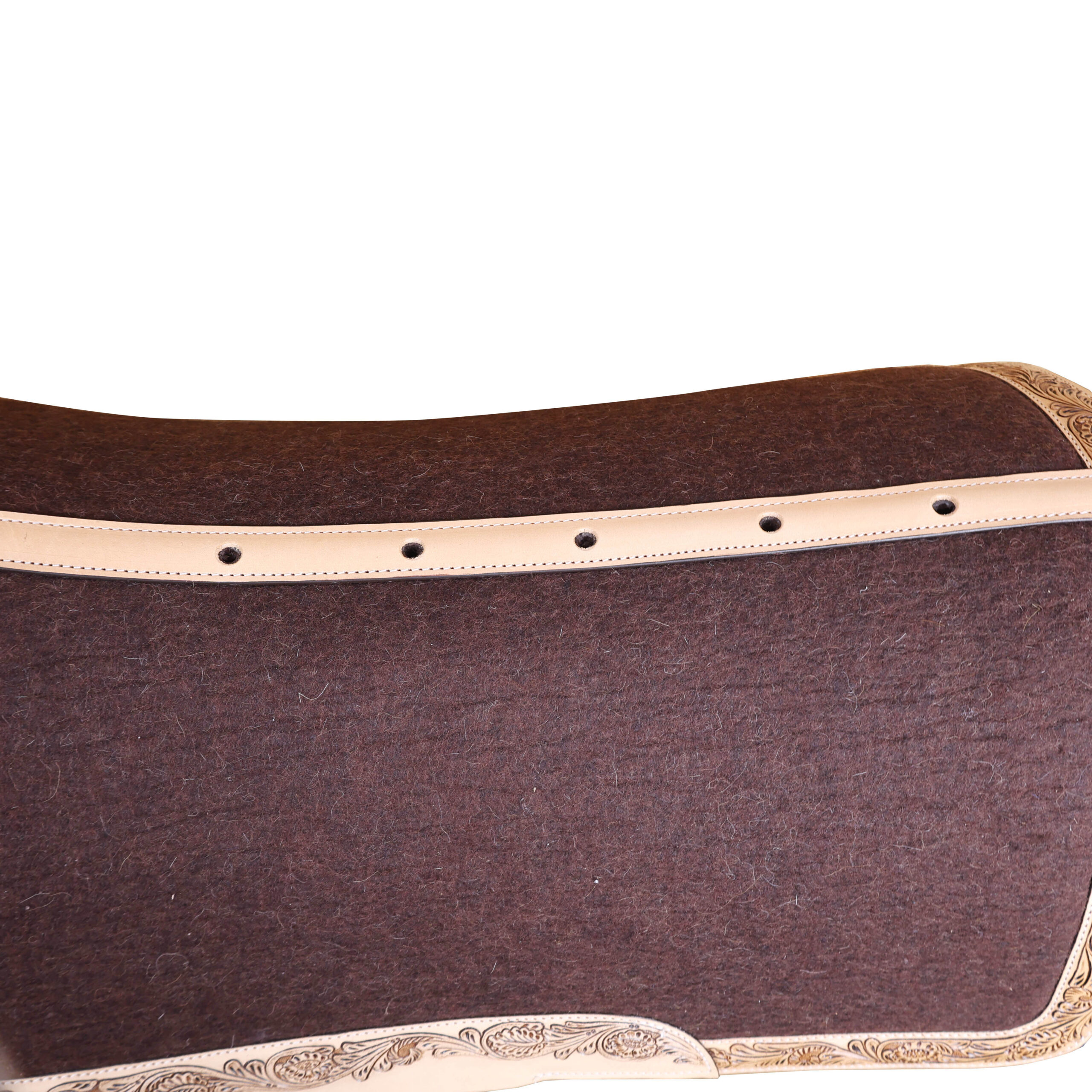 Western Brown Felt Saddle Pad with Hand Tooled floral Design (SDM 114141) - Image 5