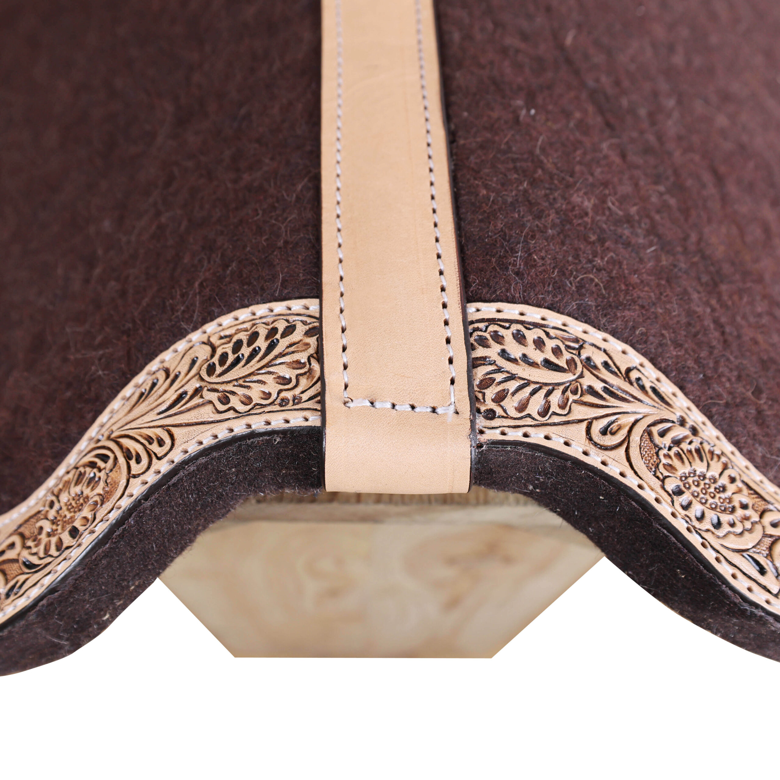 Western Brown Felt Saddle Pad with Hand Tooled floral Design (SDM 114141) - Image 8