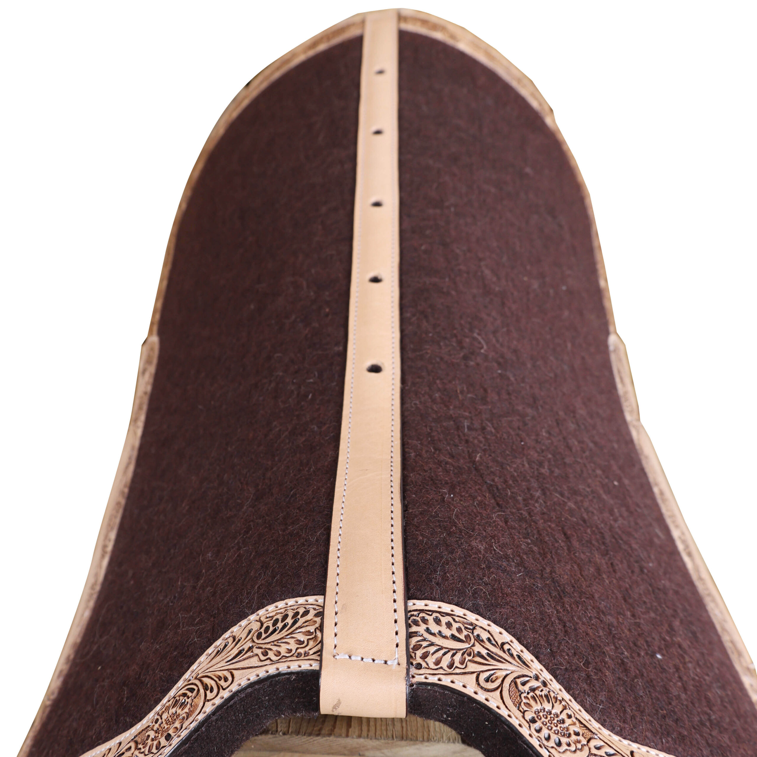 Western Brown Felt Saddle Pad with Hand Tooled floral Design (SDM 114141) - Image 9