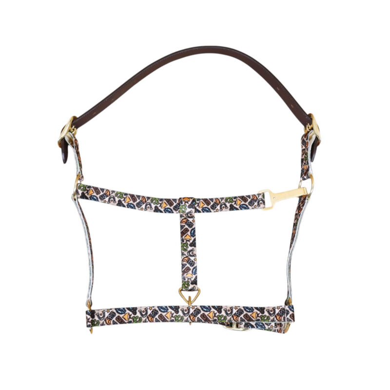 Printed Nylon Horse Halter with Iron Hardware and Leather Crown (MNYH 114309)