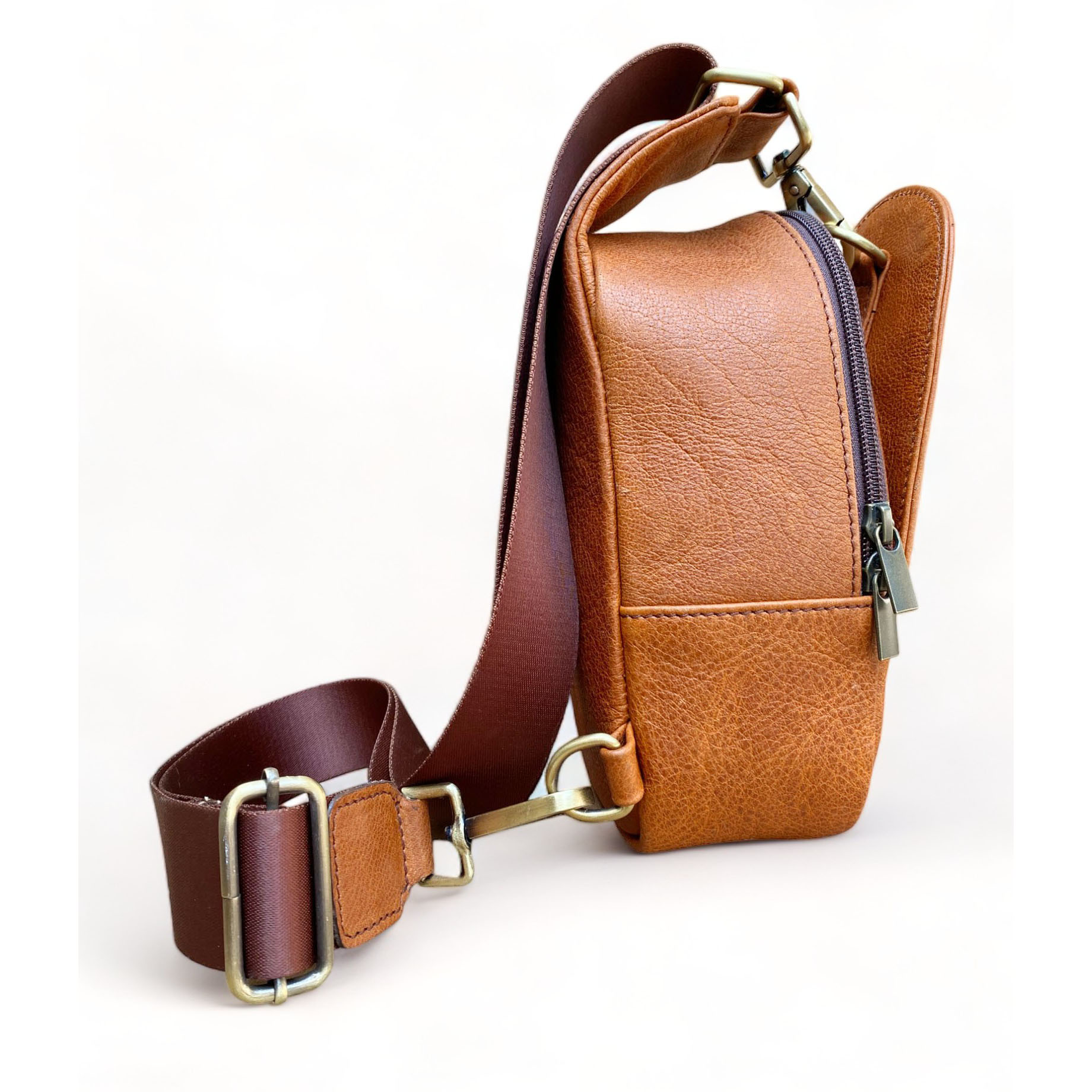 Tooled Leather Crossbody Bag with Single Sling Chest Pack and Turquoise Stone (CBMC 322106) - Image 4