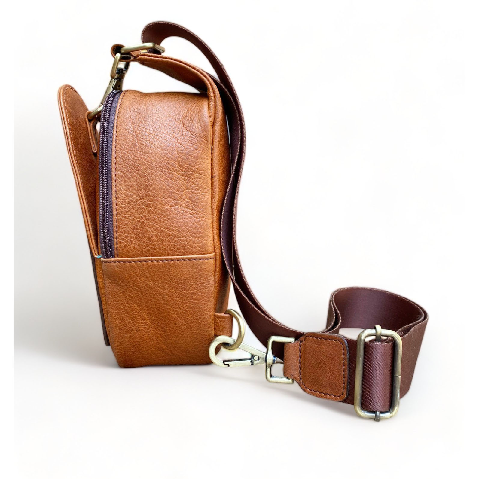 Tooled Leather Crossbody Bag with Single Sling Chest Pack and Turquoise Stone (CBMC 322106) - Image 5