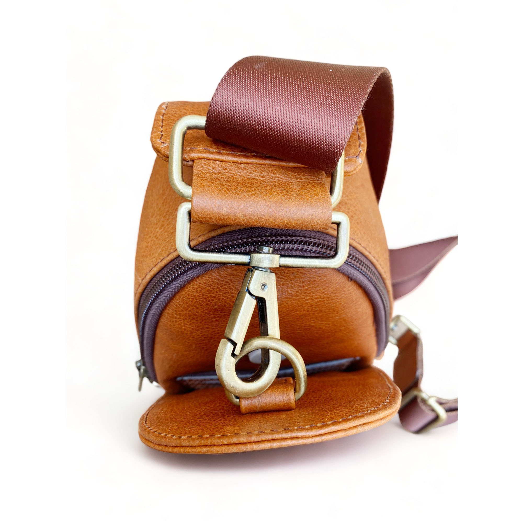 Tooled Leather Crossbody Bag with Single Sling Chest Pack and Turquoise Stone (CBMC 322106) - Image 6