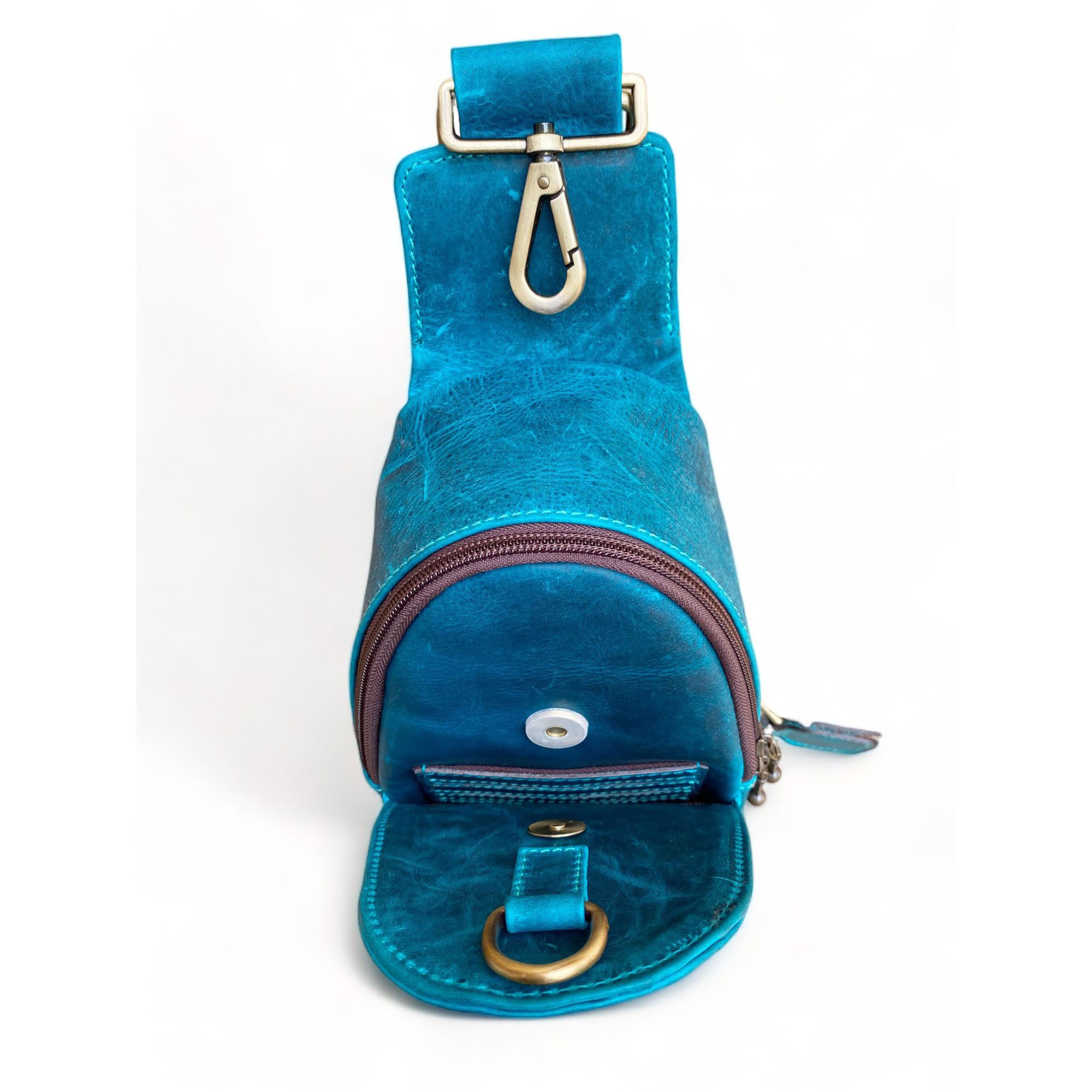 Western Leather Crossbody Chest Bag Geometric Pattern Solid Brass Hardware (CBMC 322108) - Image 6
