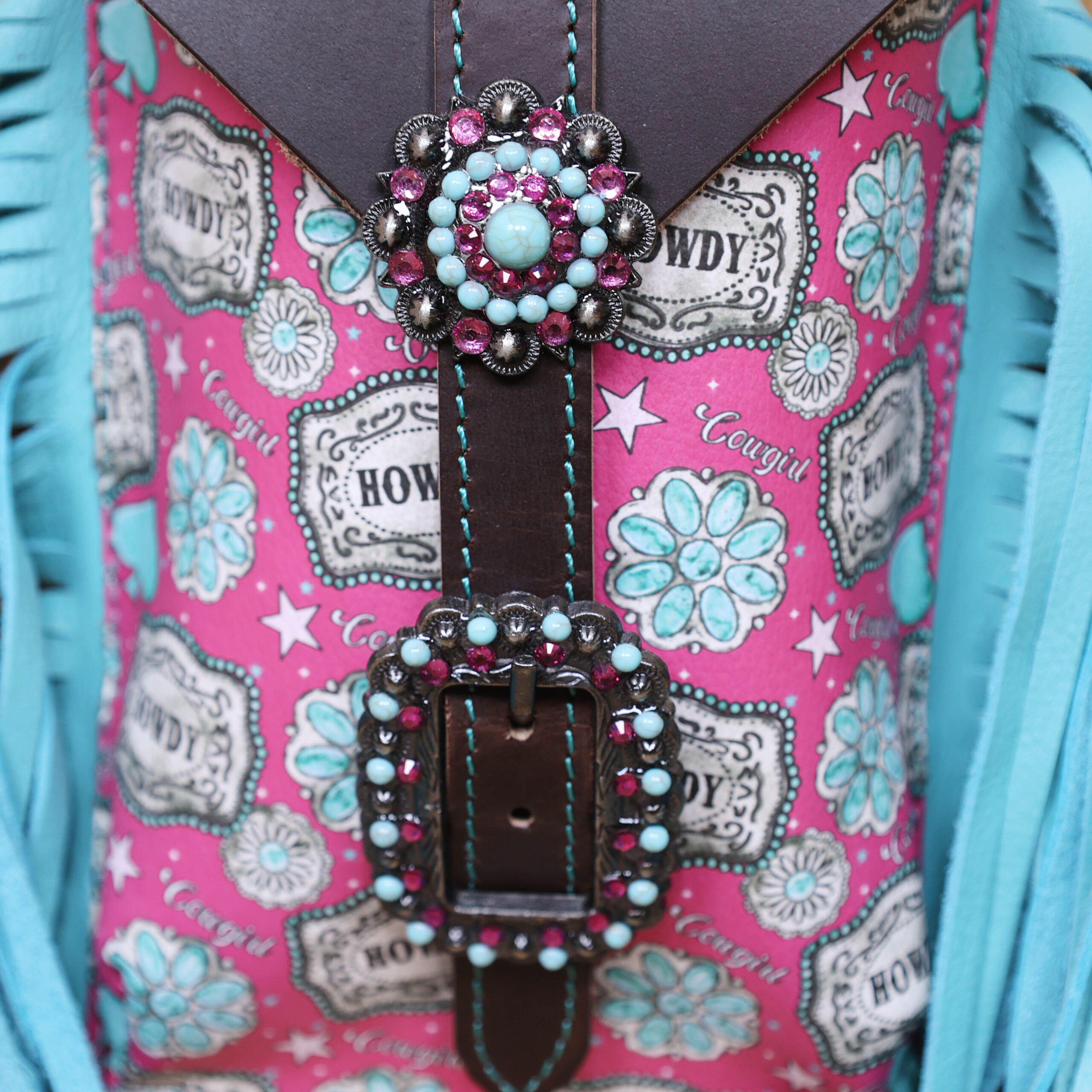 Western Leather Howdy print Rear Cinch Bag (CIBG 103206) - Image 2