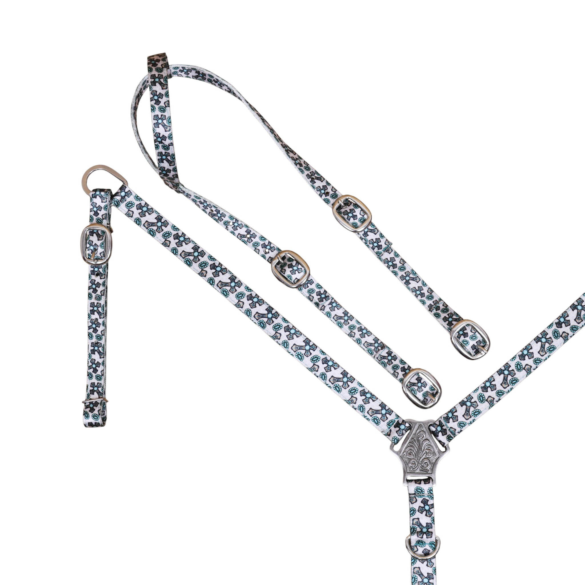 Printed Nylon Headstall Set with Nickel Plated Fittings (HSBM 114509) - Image 3
