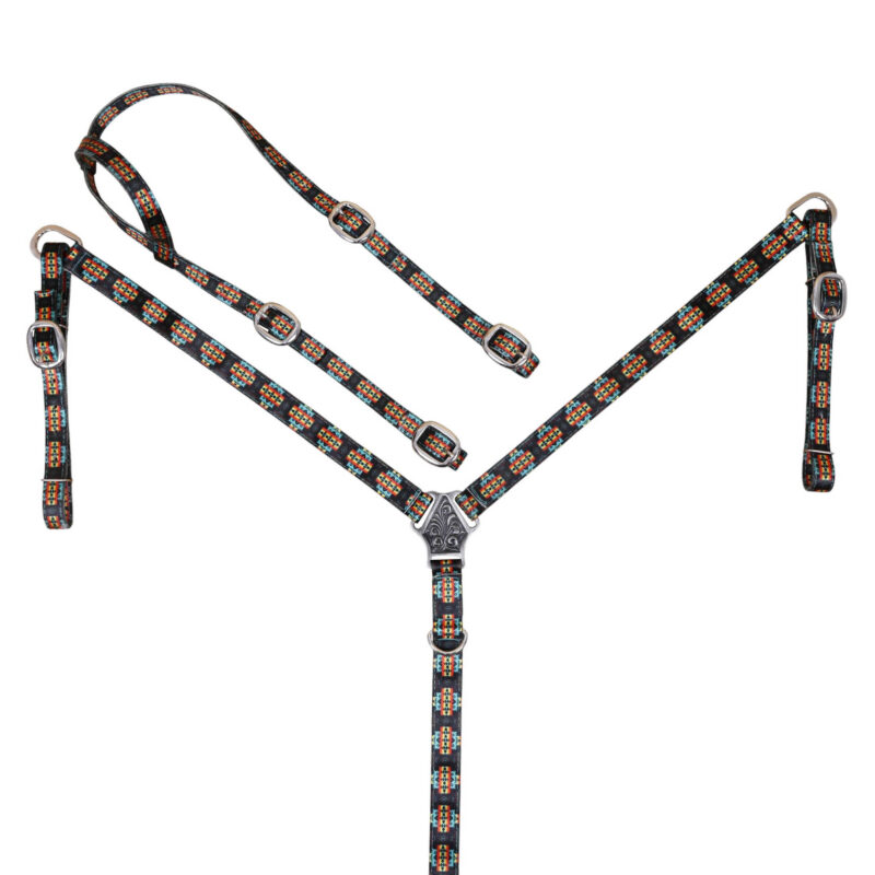 Printed Nylon Headstall Tack Set with Nickel Plated Fittings (HSBM 114518)