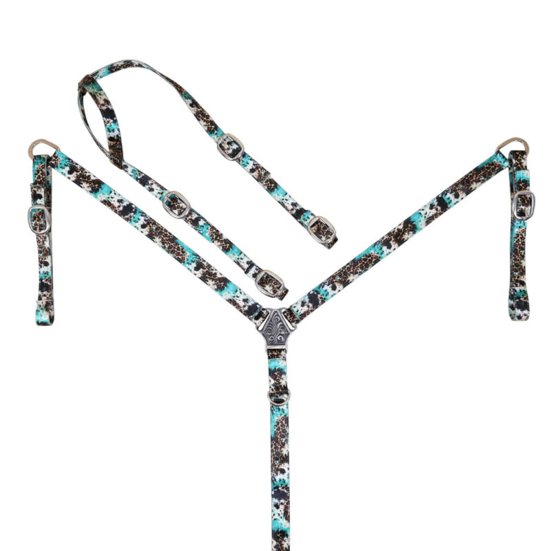 Printed Nylon Headstall and Breast Collar Set with Nickel Plated Fittings (HSBM 114519)
