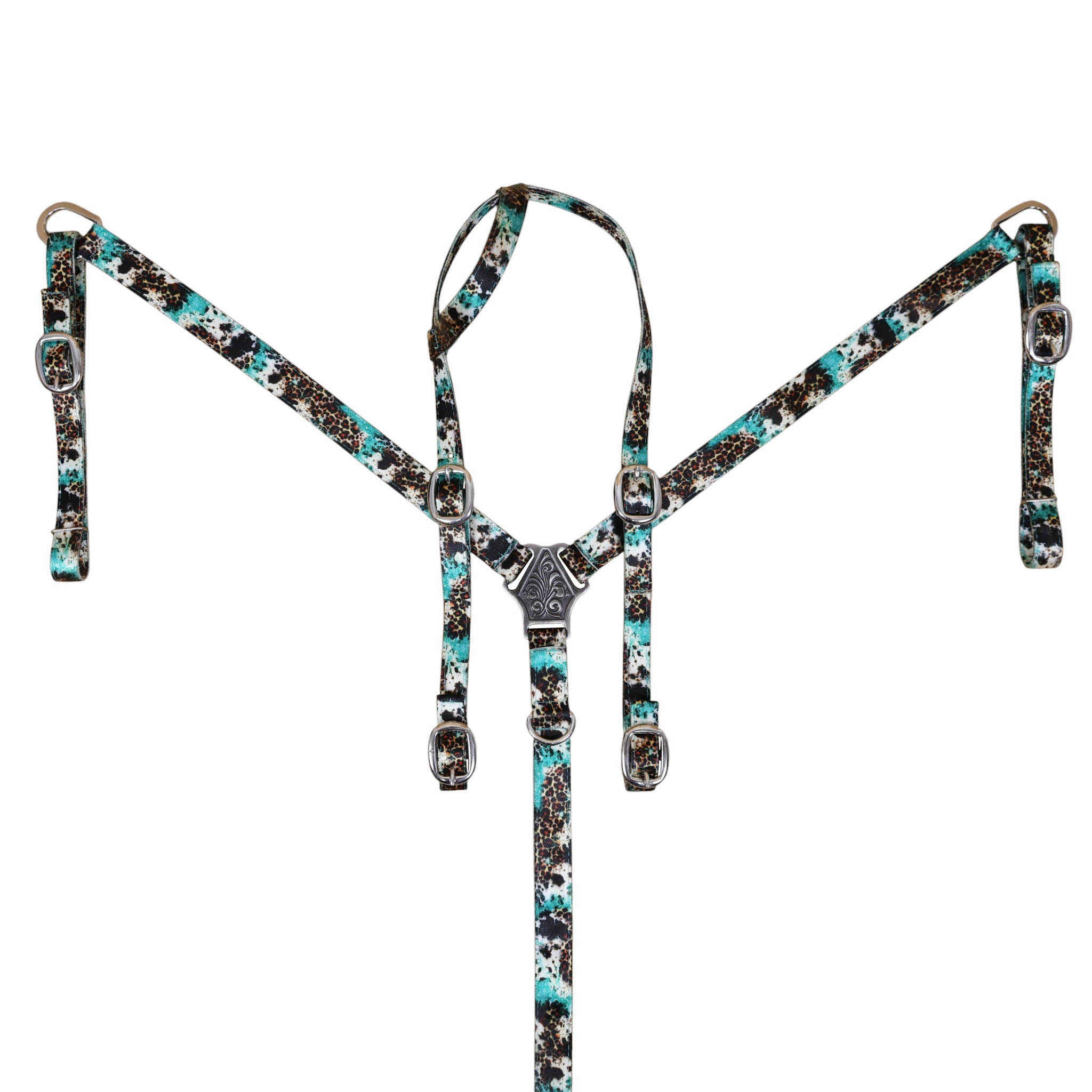 Printed Nylon Headstall and Breast Collar Set with Nickel Plated Fittings (HSBM 114519) - Image 10