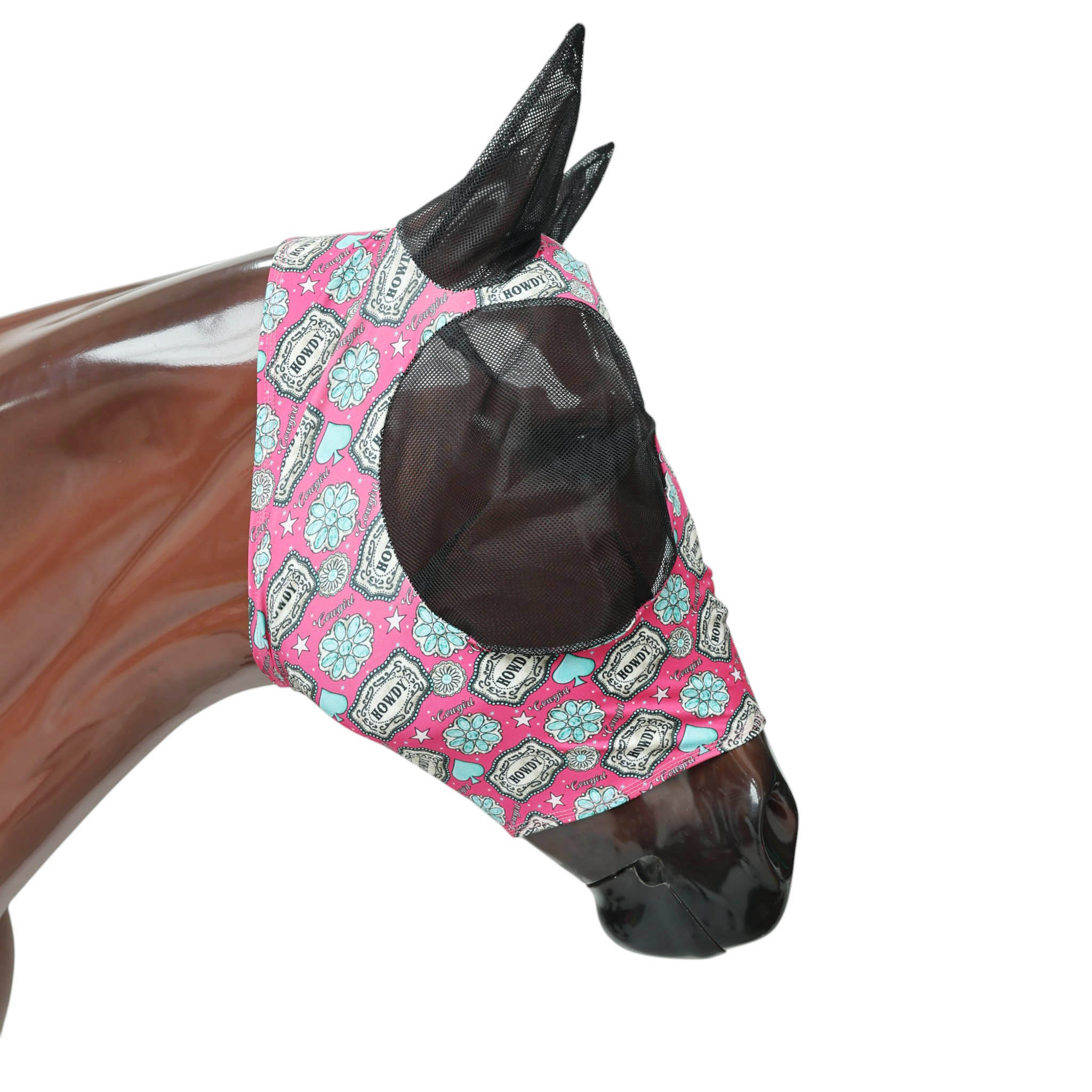 Printed Horse Lycra Stretch Fly Mask with Ears (MFF 114316) - Image 3