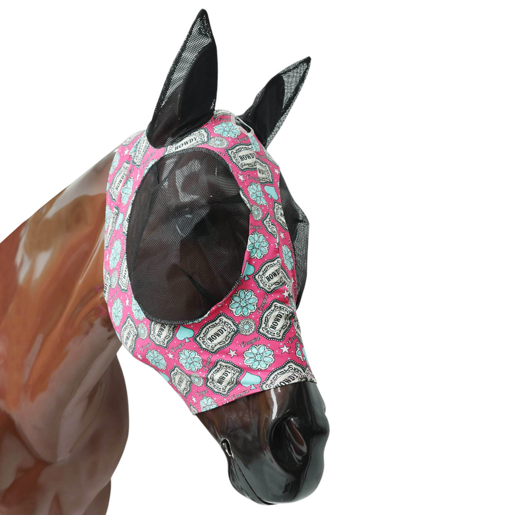 Printed Horse Lycra Stretch Fly Mask with Ears (MFF 114316) - Image 4