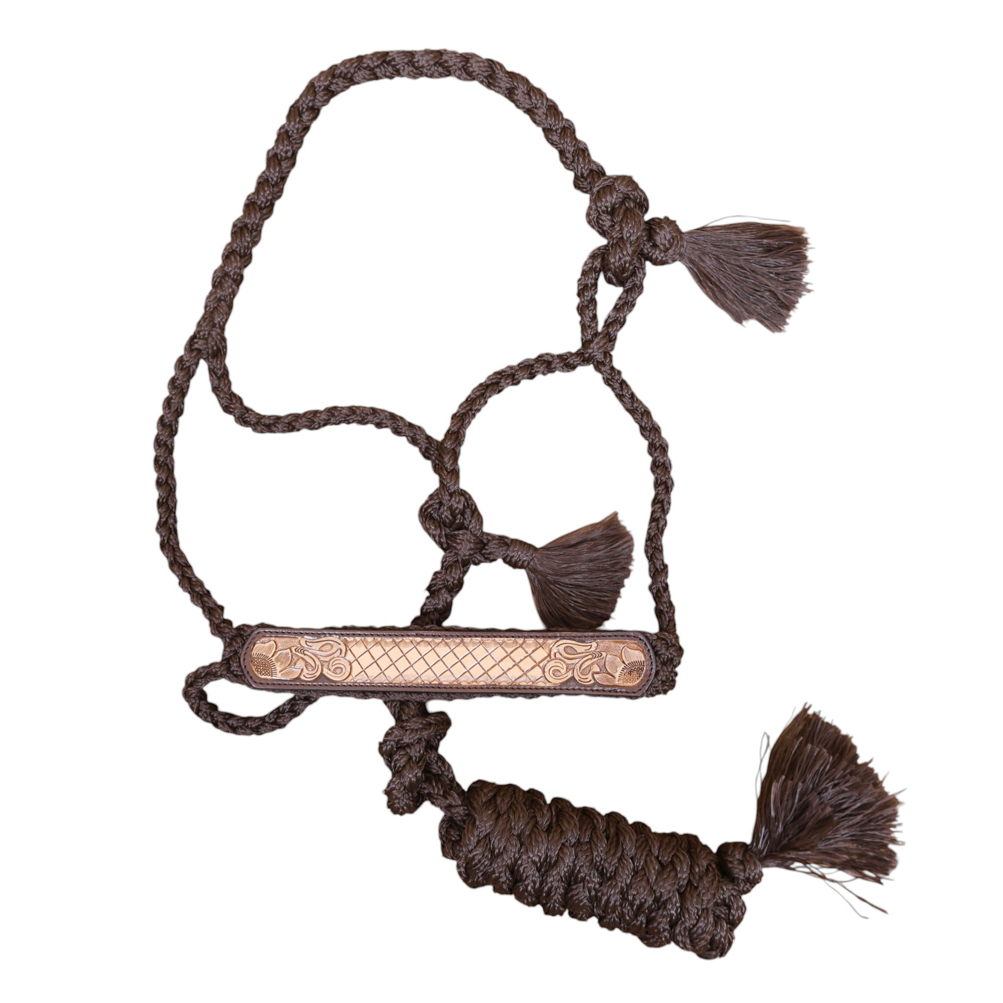 Nylon Mule Tape Halter Decorated With Hand carved Floral Design On Leather Nose band (MMH 114331) - Image 2