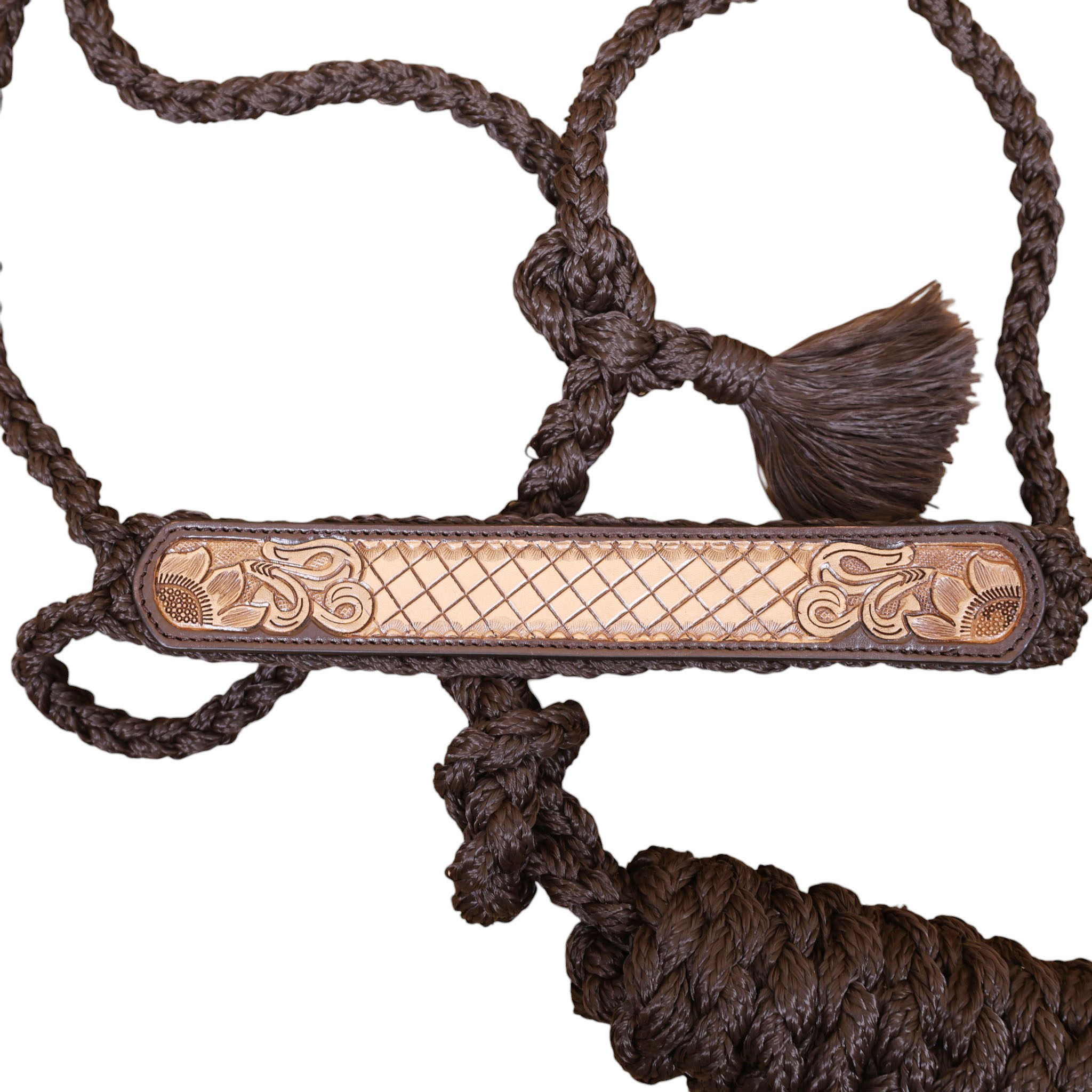 Nylon Mule Tape Halter Decorated With Hand carved Floral Design On Leather Nose band (MMH 114331) - Image 3