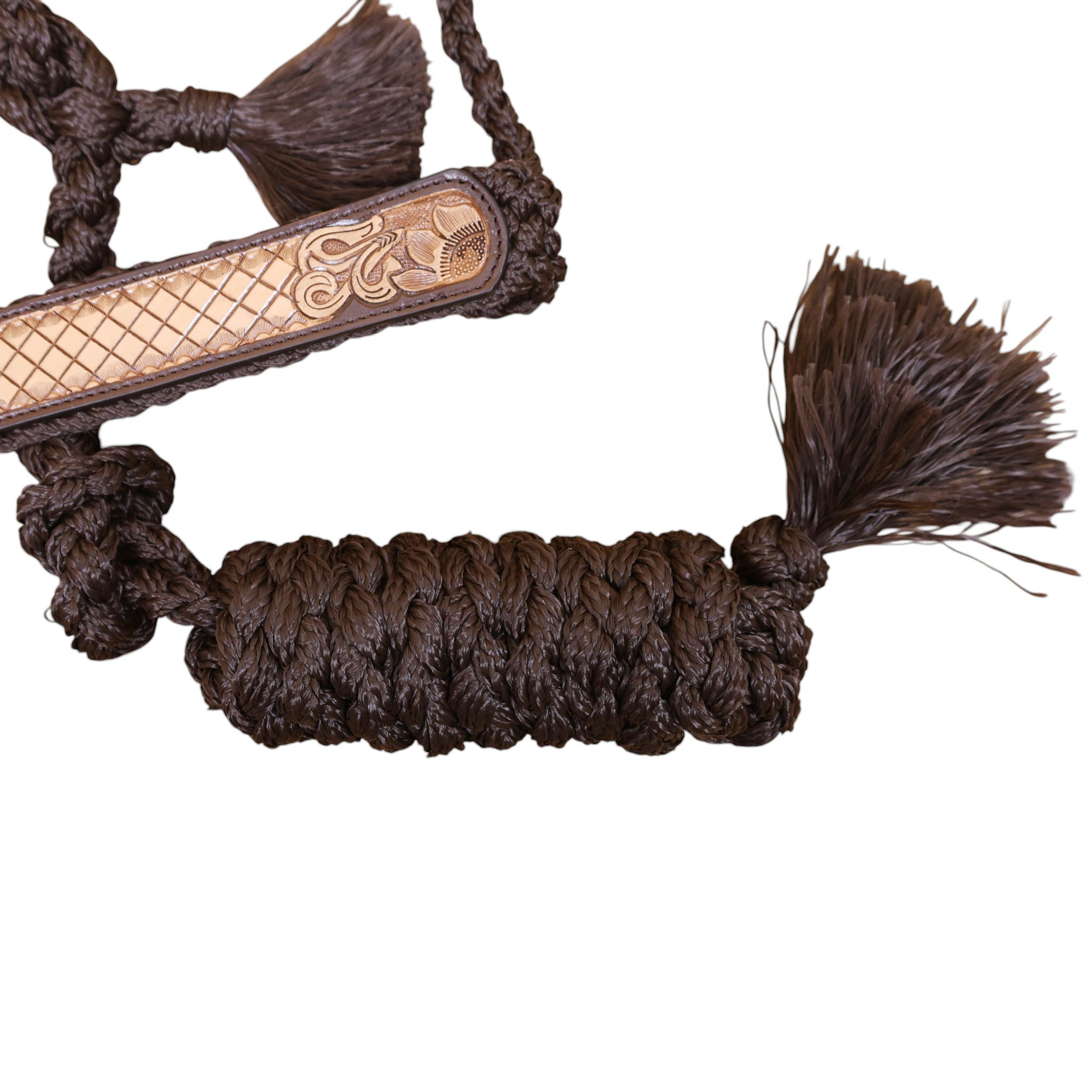 Nylon Mule Tape Halter Decorated With Hand carved Floral Design On Leather Nose band (MMH 114331) - Image 4