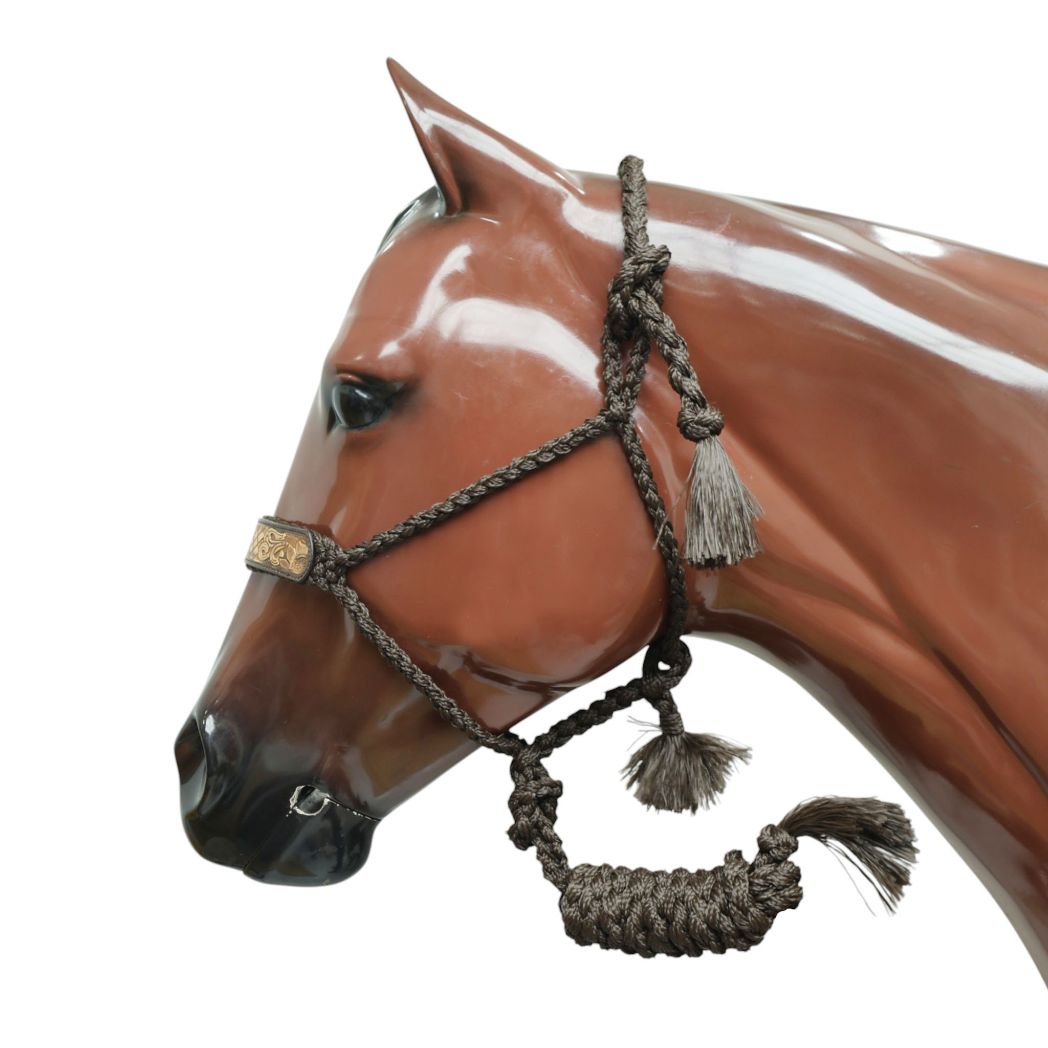 Nylon Mule Tape Halter Decorated With Hand carved Floral Design On Leather Nose band (MMH 114331) - Image 5
